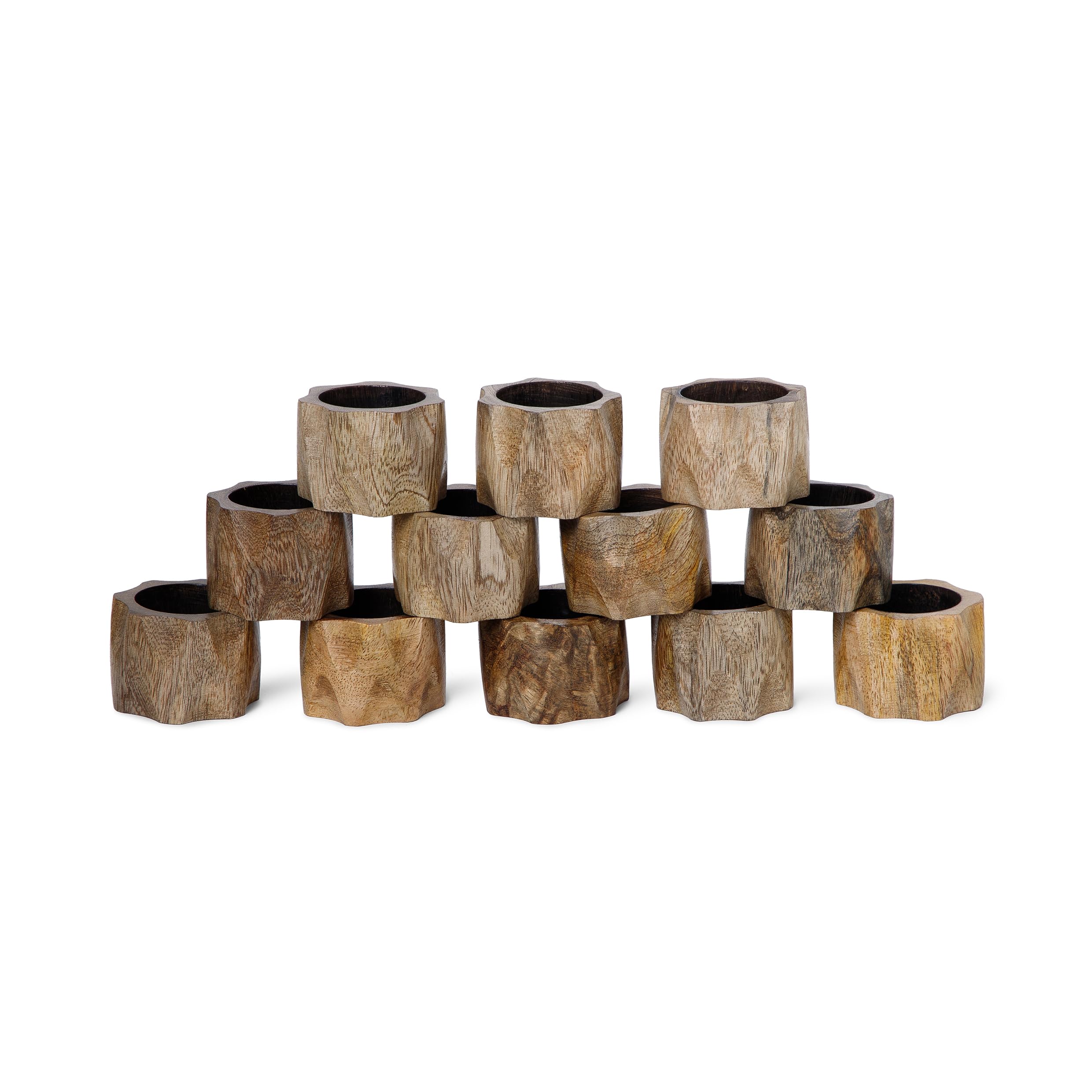 Light & Pro Natural Lightnpro Wooden Decorative Napkin Rings Set Of 12, Serviette Napkin Rings Bulk For Party Decoration, Table Top Décor For Dinning Table, Everyday, Christmas, Easter Family Gatherings