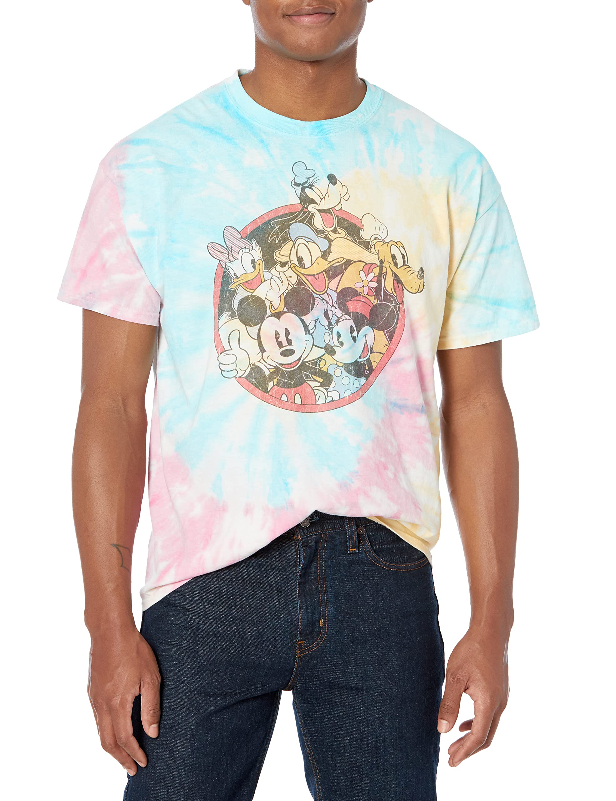 Disney Characters Retro Groupie Young Men's Short Sleeve Tee Shirt