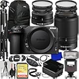 Deluxe Bundle + Nikon Z30 Mirrorless Camera with 16-50mm & 50-250mm Lenses + SanDisk 64GB Extreme SDXC, Universal Speedlite, 60” Tripod, 2x Batteries, Sling Backpack & Much More (33pc Bundle)