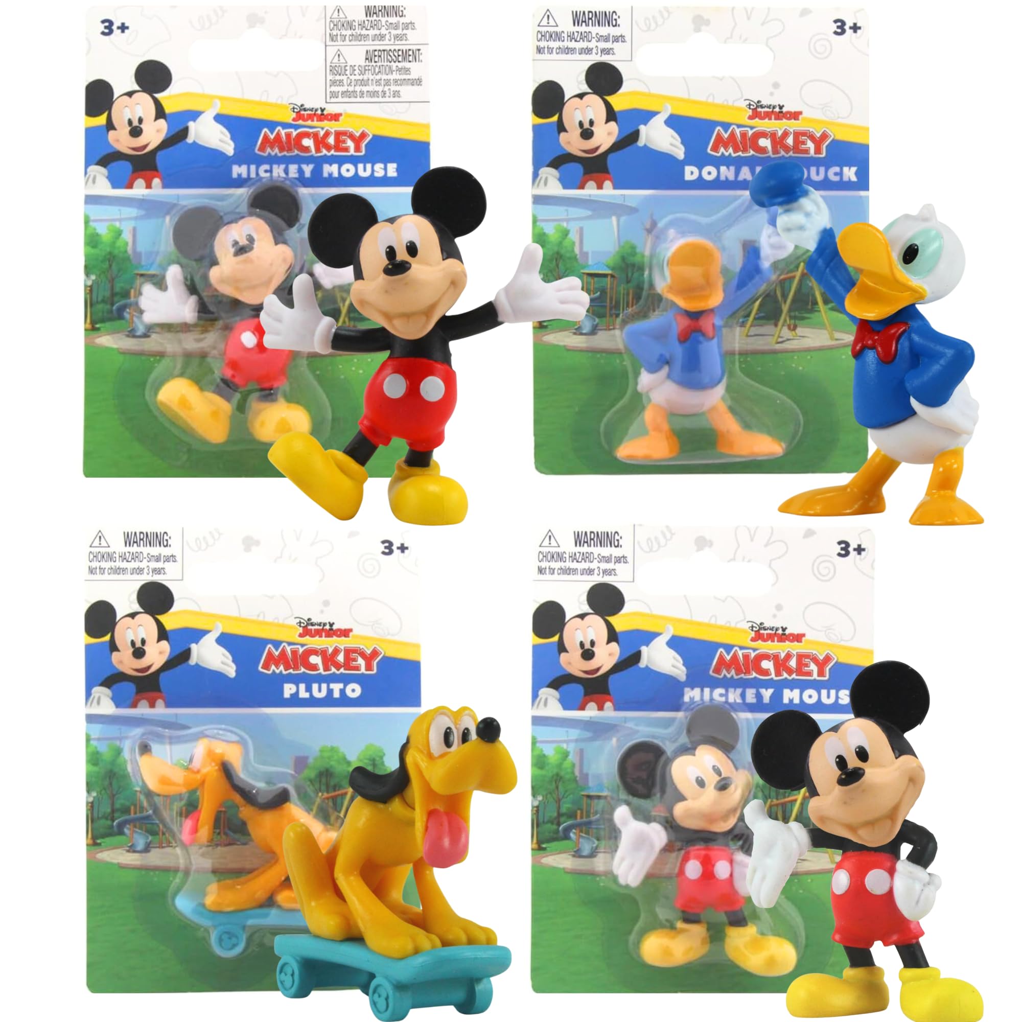 Mickey Mouse and Friends 3D Figures - Highly Detailed 6-10cm Collectible Miniature Figures Perfect for Cake Toppers - (Card Backed Figure 4 Pack)