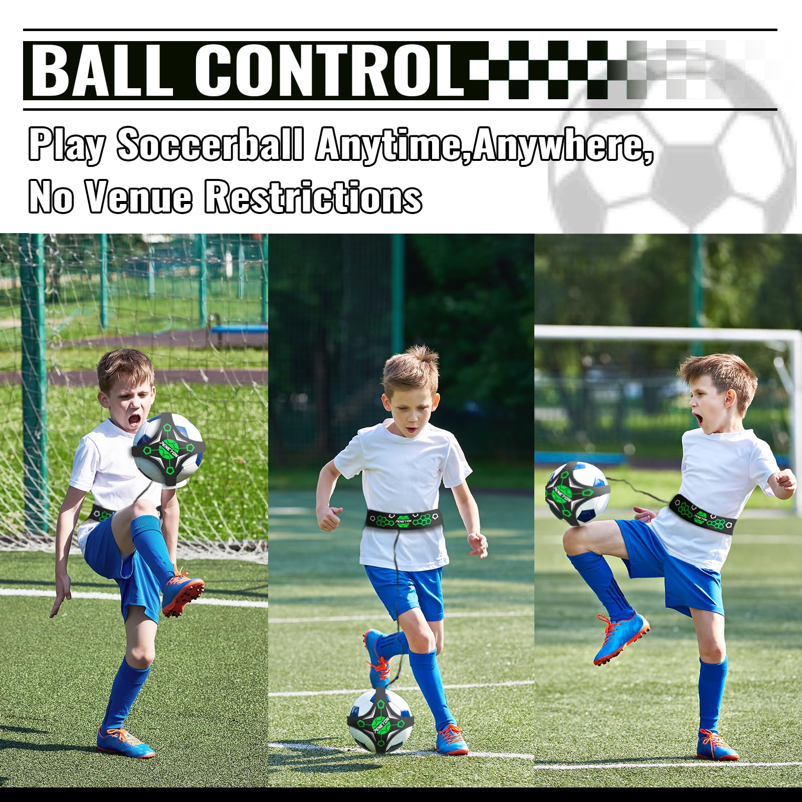 Soccer Training Mat with Adjustable Soccer Trainer - Non-Slip Soccer Training Equipment for Kids Youth to Boost Speed, Strength & Coordination | Soccer Trainer for Indoor/Outdoor Drills