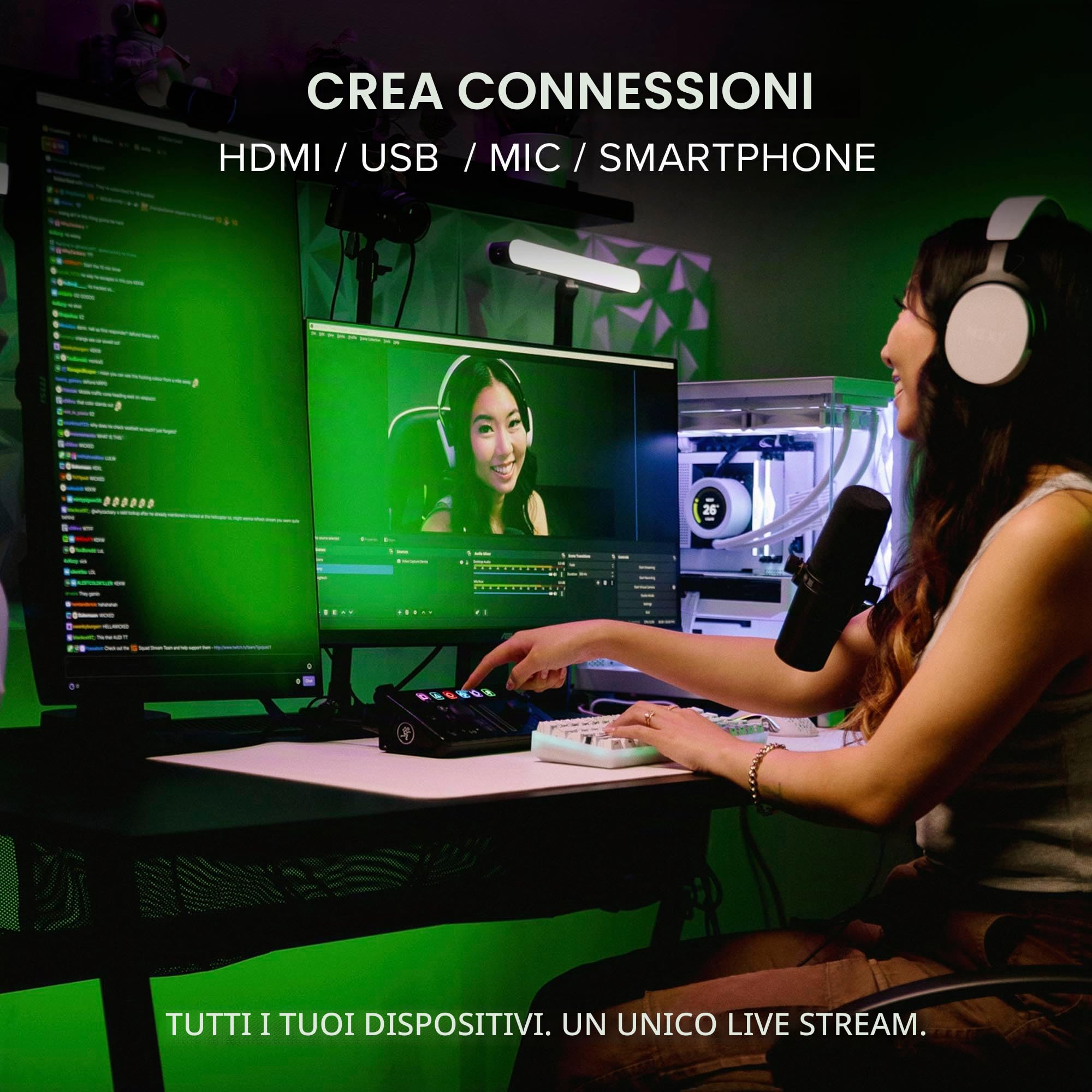 MACKIE Mainstream Interfaccia Completa per Live Streaming e Acquisizione Video con Tasti di Comando Programmabili, Software Matrix, Acquisizione HDMI e Thru, Hub USB-C, Alimentazione Tramite Bus