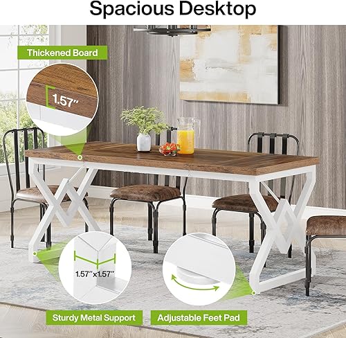 Miniatura 6 de Tribesigns Escritorio ejecutivo de 63 pulgadas, escritorio de oficina grande con marco de metal, escritorio ergonómico para computadora de