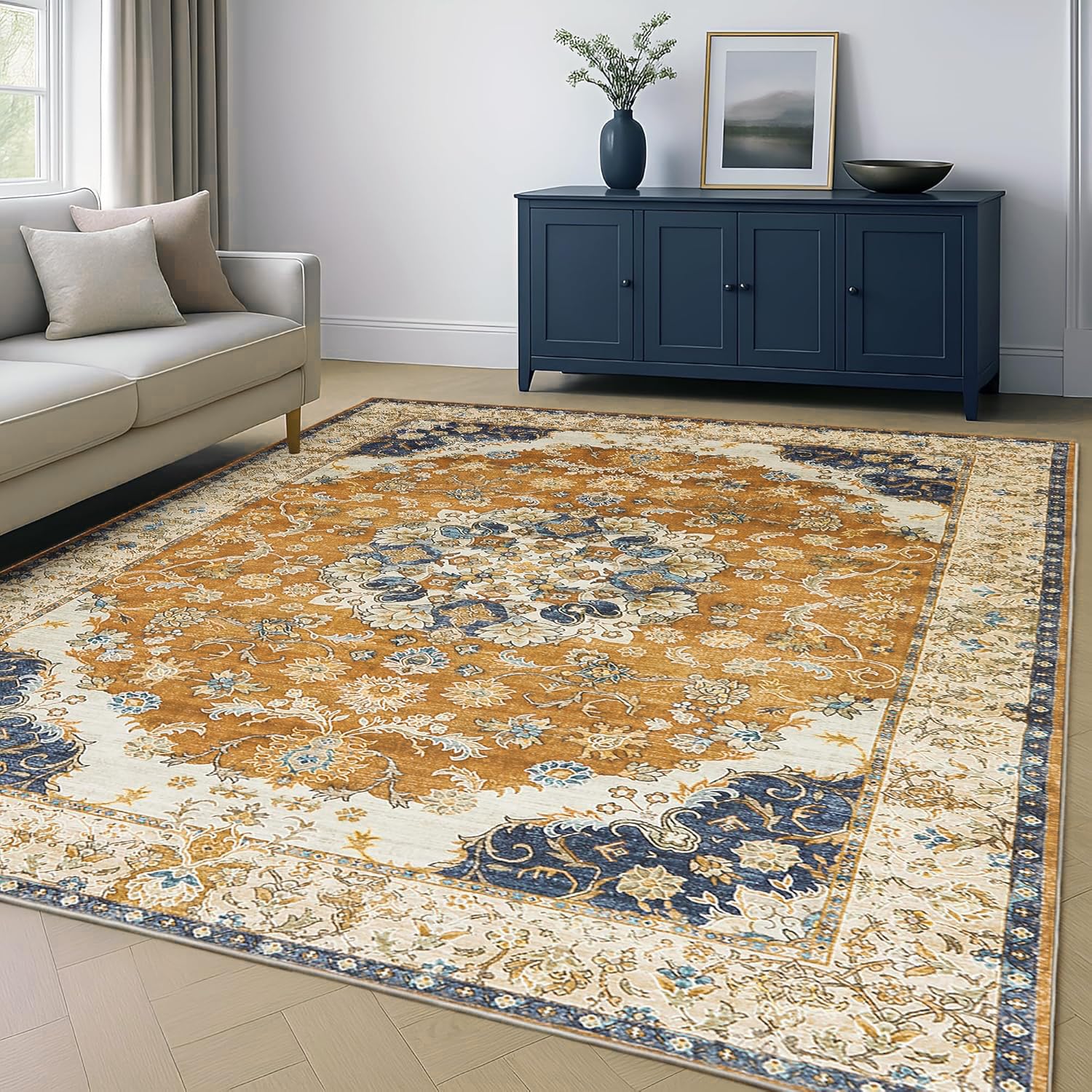 Tapis de salon oriental pour une décoration de la maison chaleureuse