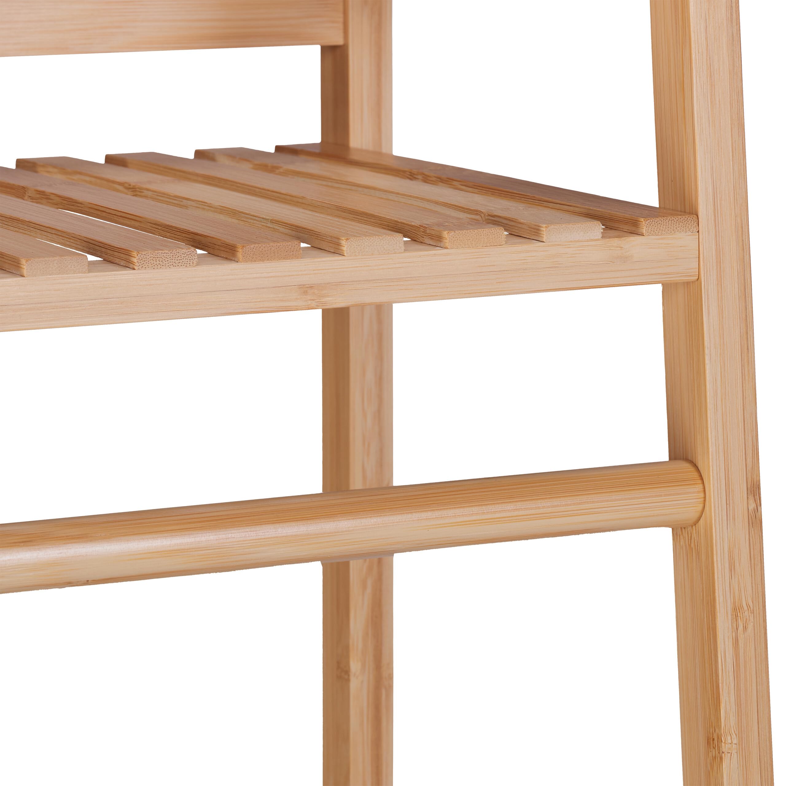 Relaxdays Appendiabiti in bambù con 3 Ripiani e 2 Ganci, HLP: 164x78x42 cm, Guardaroba Appendi Abiti, Marrone Naturale