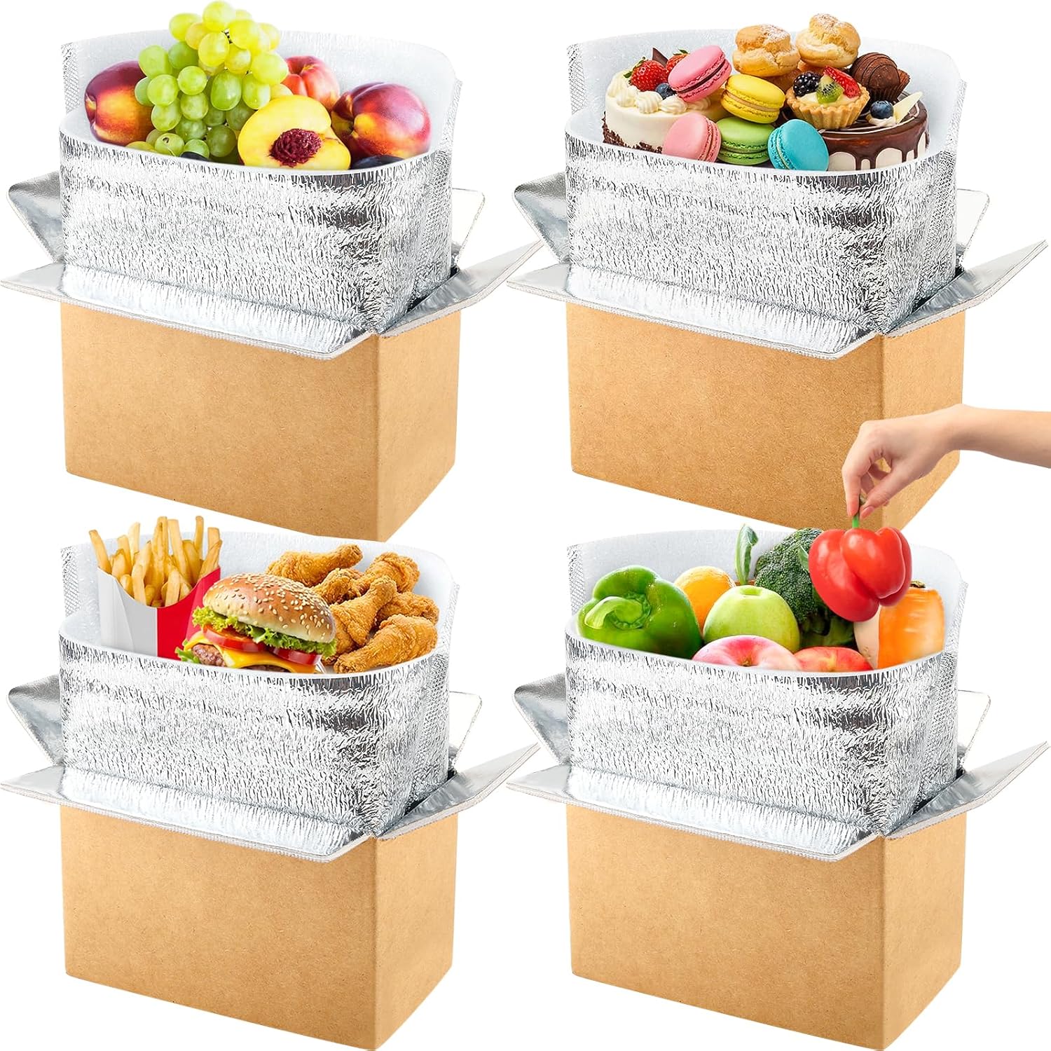 UNIFAMILY Insulated Shipping Box for Frozen with Aluminum Foil Liner, Cold Shipping Boxes for Food, Reusable Styrofoam Cooler Mailing Box for Hot Frozen Food Delivery (4pack shipping boxes)