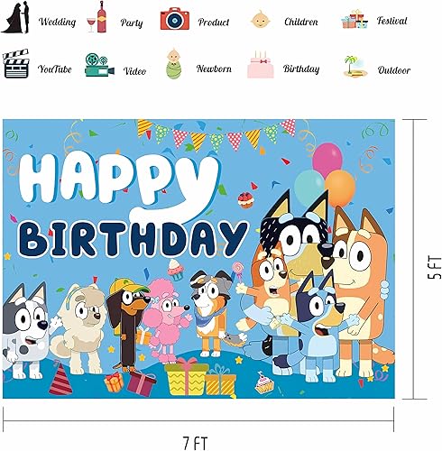 Miniatura 3 de Suministros para fiesta de cumpleaños de cachorro perro, pancarta de feliz cumpleaños, telón de fondo para niños y niñas, baby shower para niños, 7
