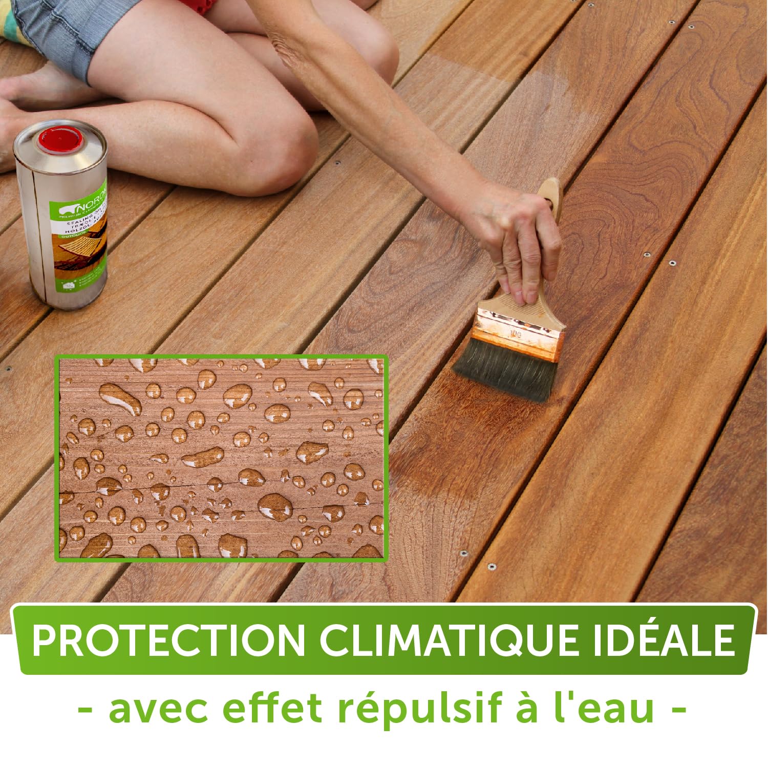 Nordicare saturateur bois exterieur [1L] vernis bois exterieur incolore pour tous les bois à l'extérieur, huile de lin pour bois exterieur & teck, huile teck