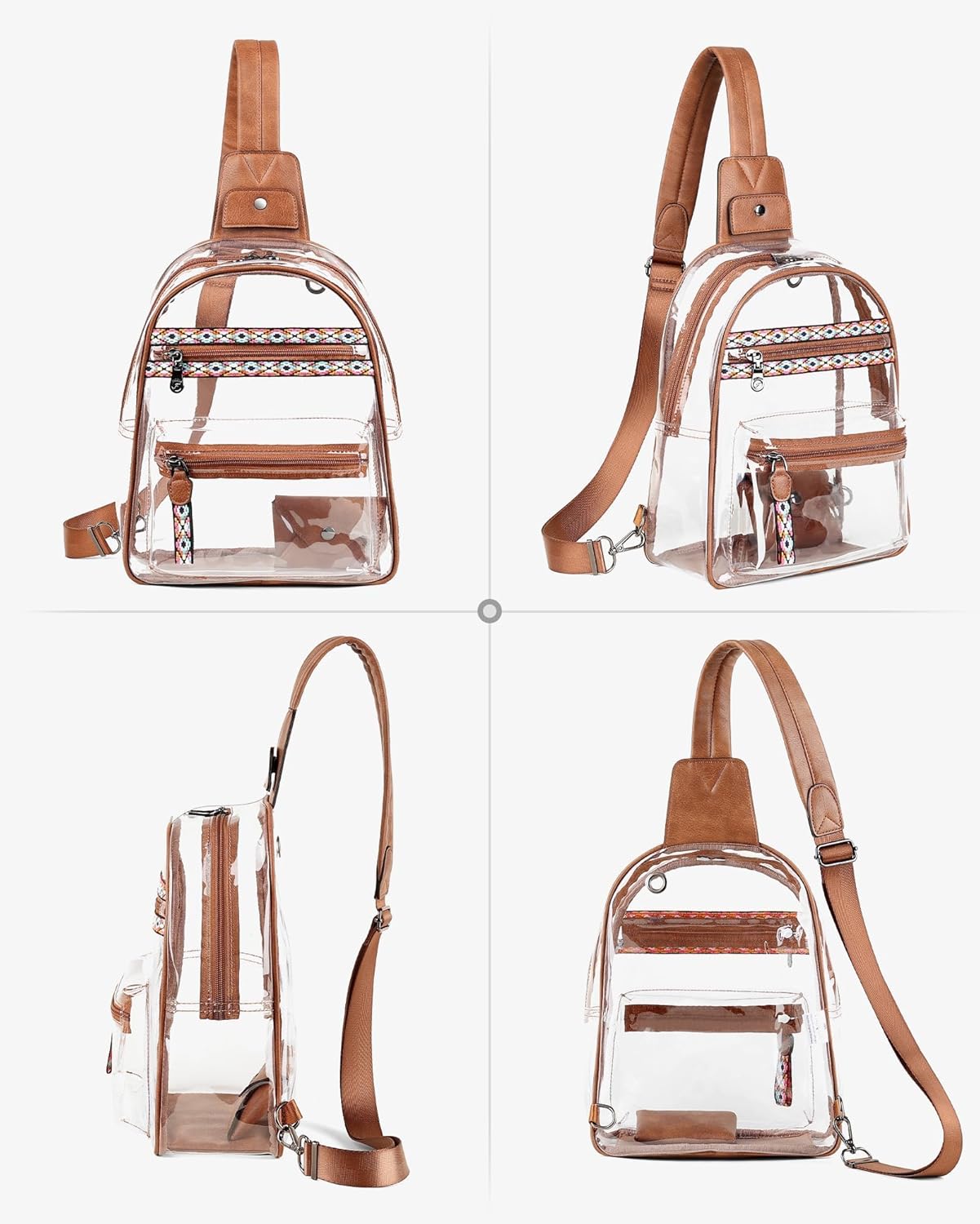 FADEON Large Clear Bag for Stadium Events, Transparent Purse Designer See Through Women's Crossbody Sling Bags Concerts Sports - Image 6