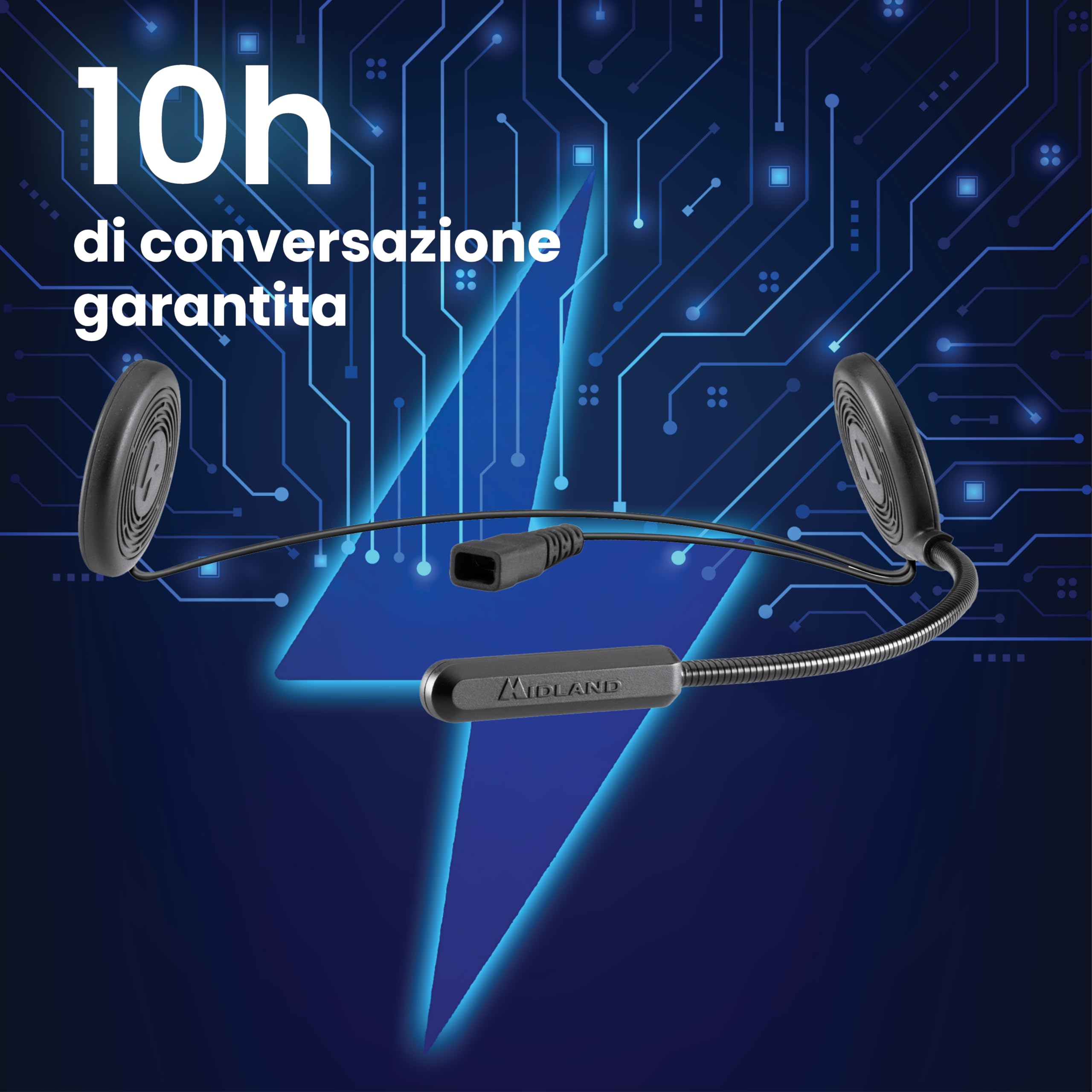 Midland Auricolare Bluetooth 5.2 Singolo Lokui K10 per Motociclisti Urbani con Filtro Anti-Rumore, Ricarica Rapida