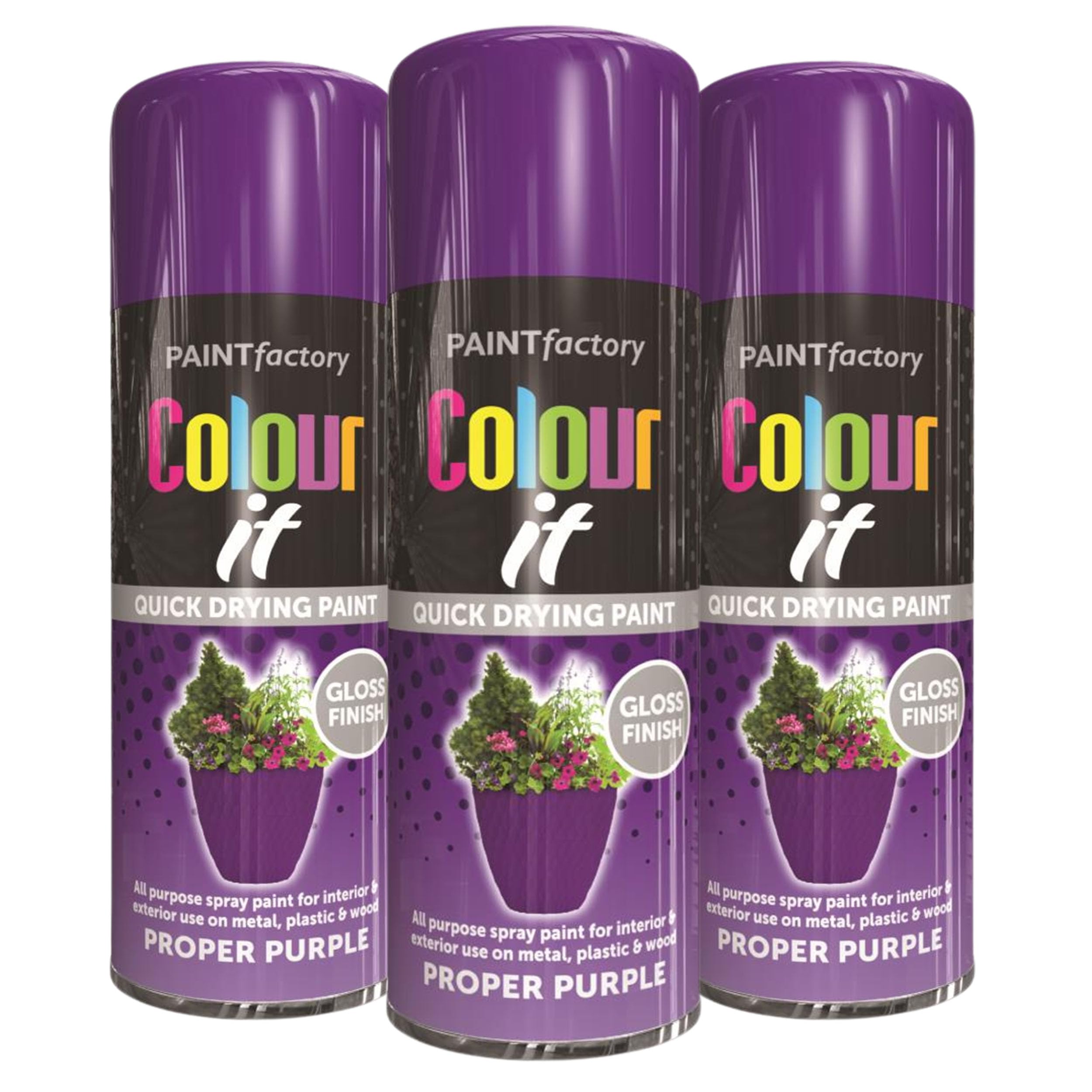 Balaju Height 3X B.H All Purpose Purple Gloss Spray Paint for Interior & Exterior use for Metal, Plastic, Wood, Ceramic, 400ml each with Gloss Finish and Quick Drying, Pack of 3