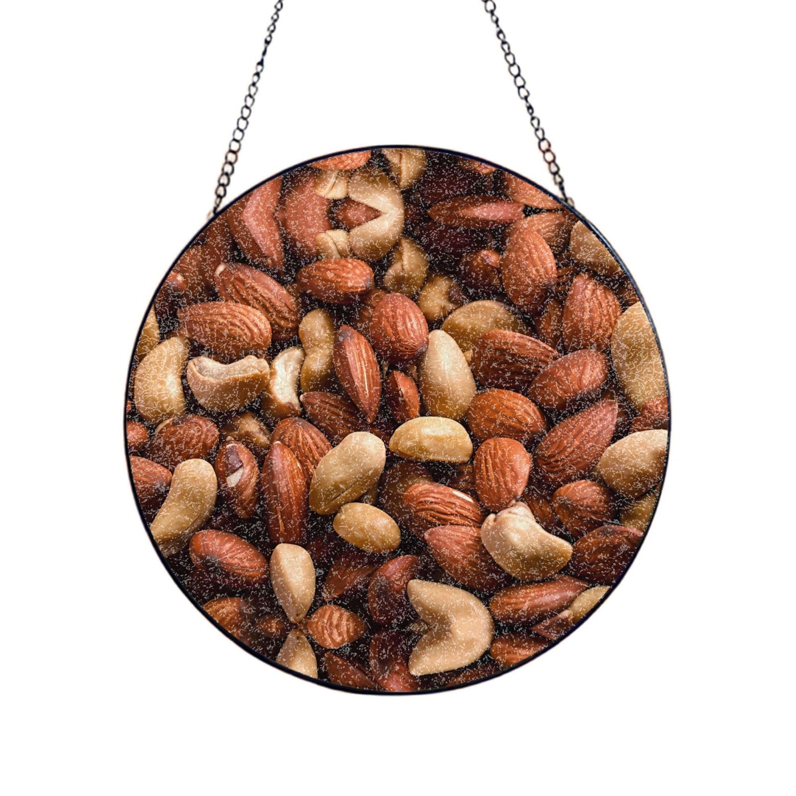 Phayah Nuts Print Glass Window Hanging Sun Catchers Suncatcher Decor For Birthday For Home Garden Porch 10in（25cm）