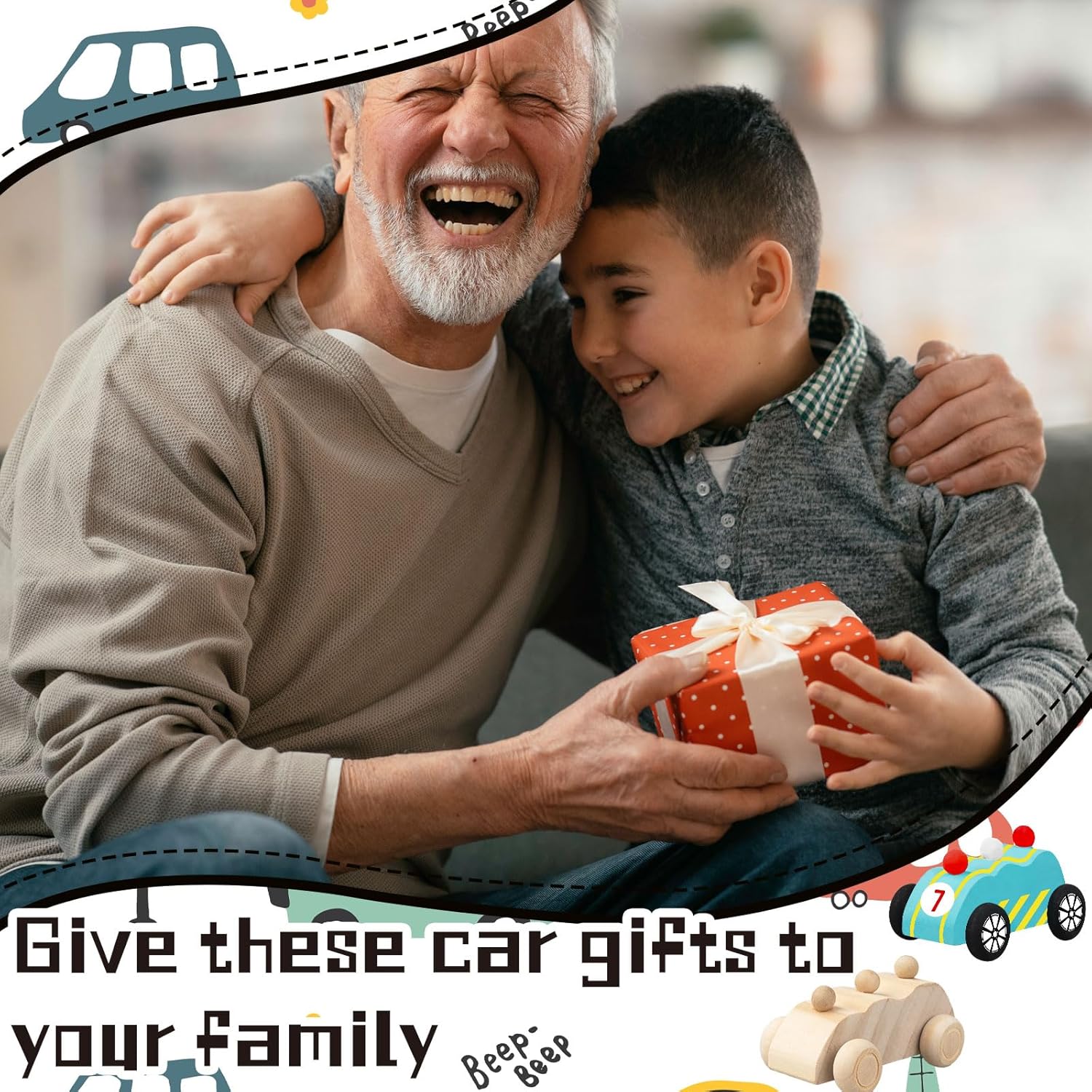 12 Sets Race Car Painting Party Favors Wooden Car Craft Set, Unfinished Wood Cars Shapes with Paint Supplies, Cards and Gift Bags, Bulk Event and Party Favor Supplies - Image 7