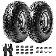 13x5.00-6 Tire and Wheel Assembly, 2-Pack 4-Ply Tubeless Pneumatic Turf Tires, 3" Offset Hub, 5/8" Bore, Front Tire Replacement for John Deere 100 & 300 Series Riding Mowers