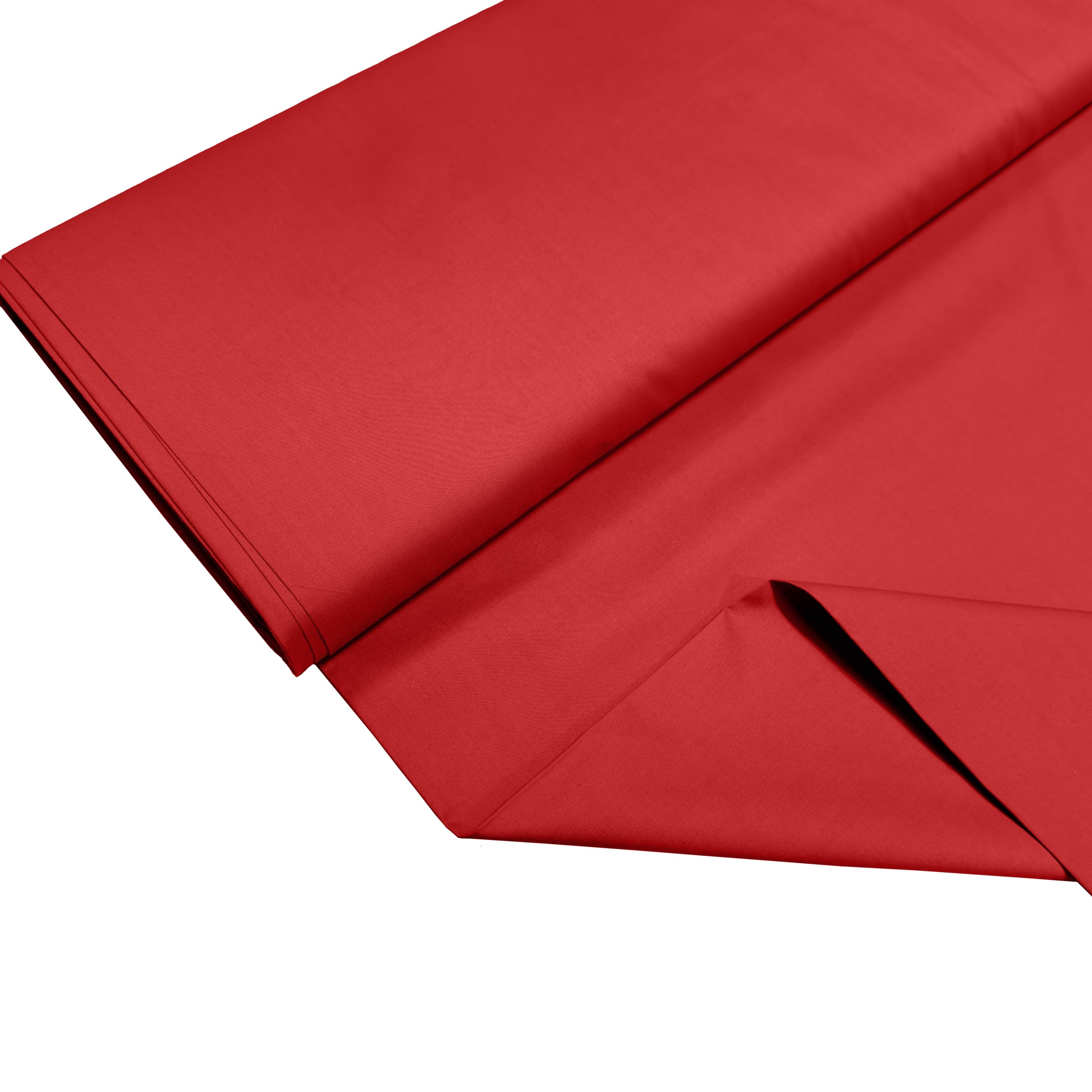 100% Cotton Percale Fabric – 200 Thread Count, 120 GSM, Breathable & Durable Material for Bedding, Quilting & Sewing - 50cm x 55cm (Red)