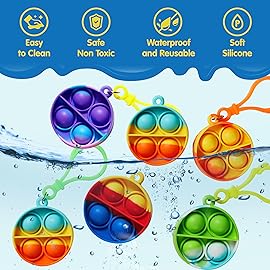 JOYIN Round Pop Fidget Keychain 30 Pack Pop Fidget Toys Bulk Party Favors for Kids 4-8,8-12 Years, Christmas Goodie Bags Stuffers Back to School Gifts for Students Classroom Prizes Sensory Toys