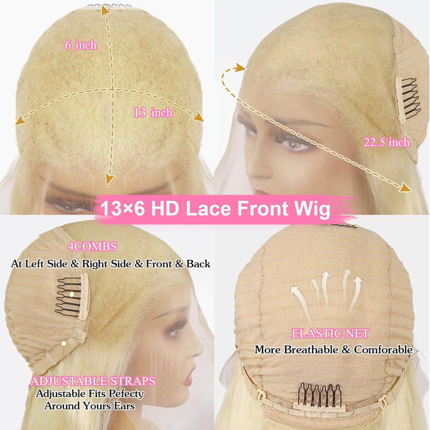 30 Inch 613 13x6 Lace Front Wig Human Hair 200 Density Blonde Wig Human Hair Body Wave HD Transparent Lace Front Wigs Human Hair Pre Plucked 613 Blonde HD Lace Frontal Glueless Wigs for Women - Image 4