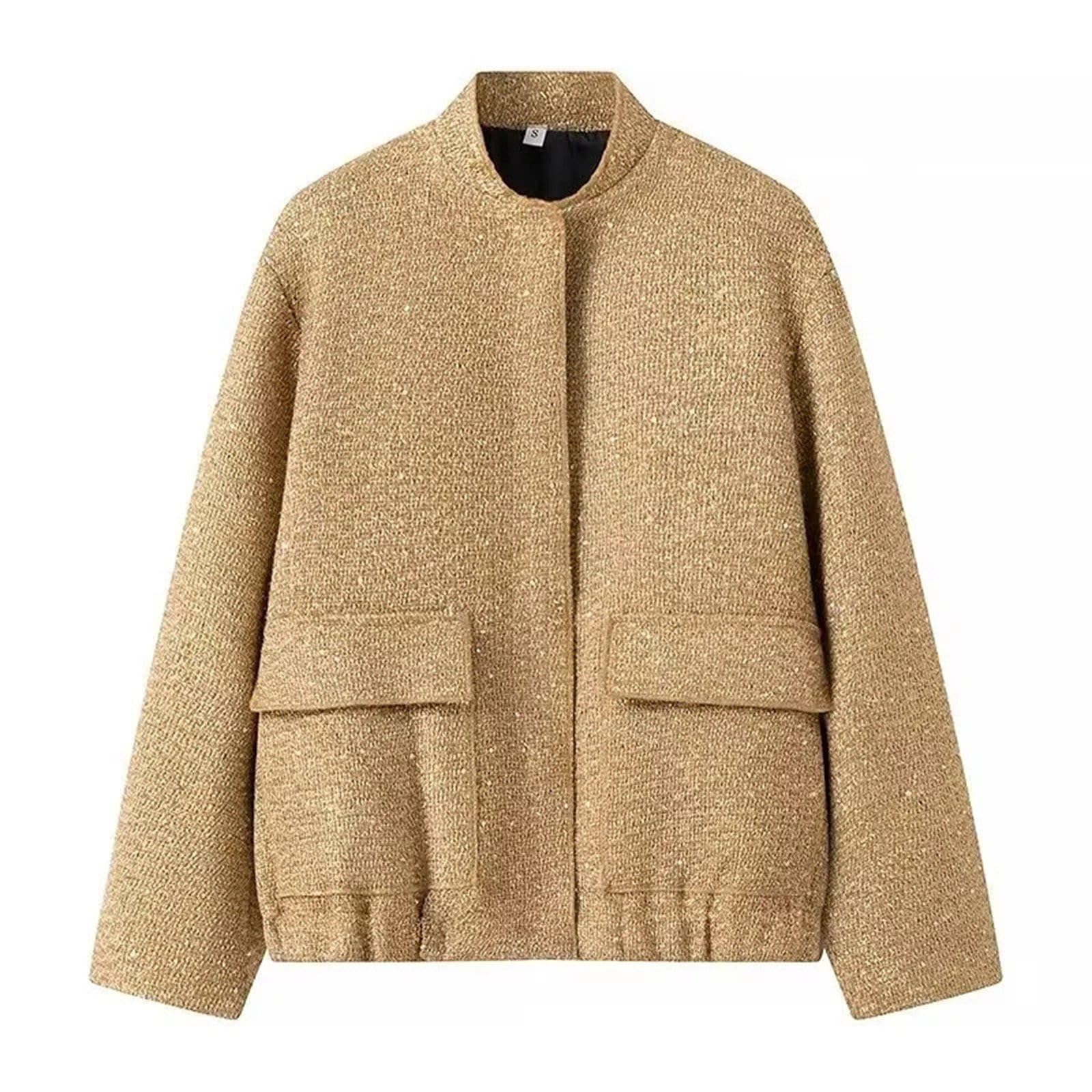 Chaqueta De Mujer Primavera - Chaqueta Informal Femenina de Cuello con Bordado de Lentejuelas para Uso Diario y Estilo Callejero