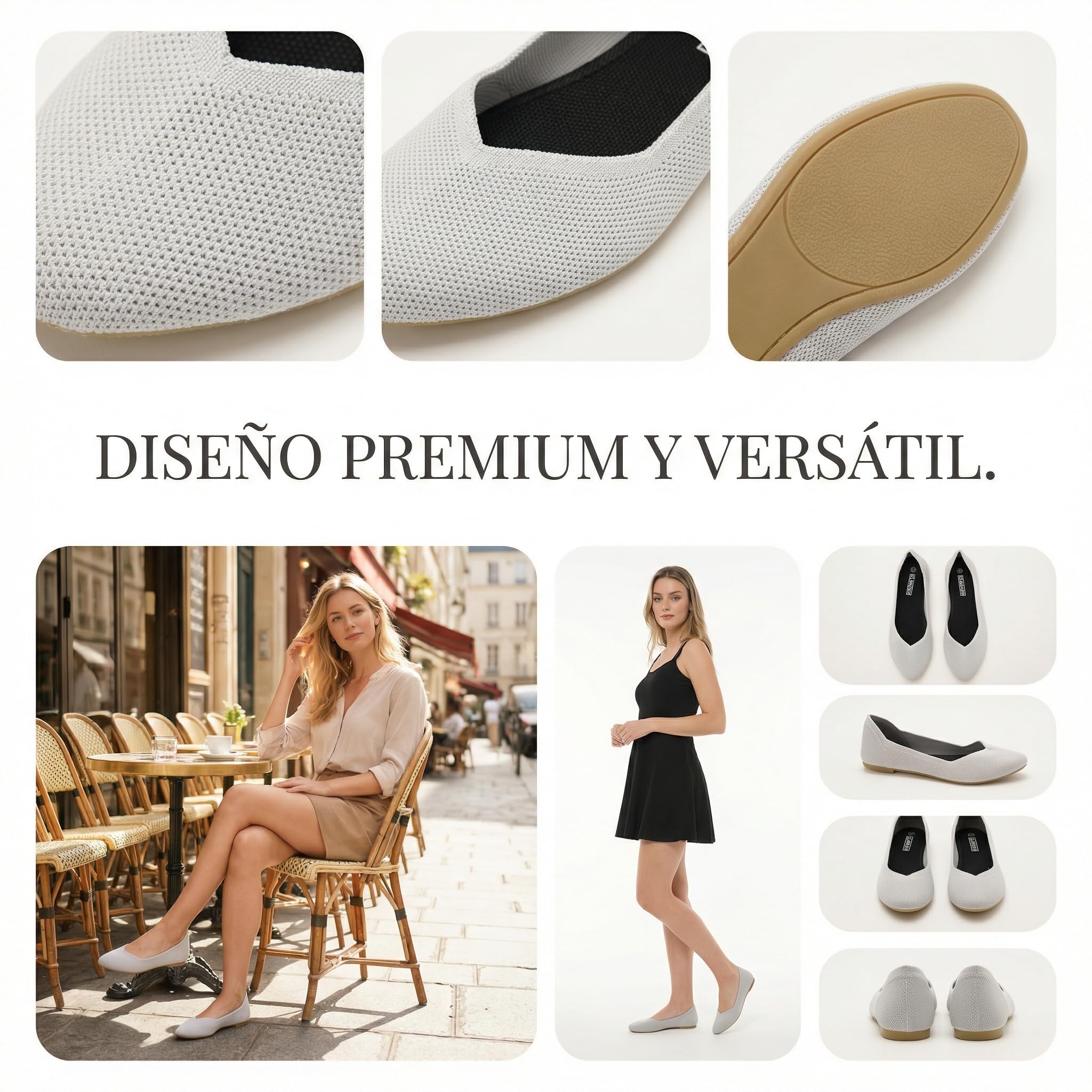 GLAMORA Bailarinas Mujer Punta Fina Manoletinas Punto Zapatos Planos Slip On Calzado Transpirable Ligero Ballet Flats Cómodos Tejido Flexible Primavera Verano