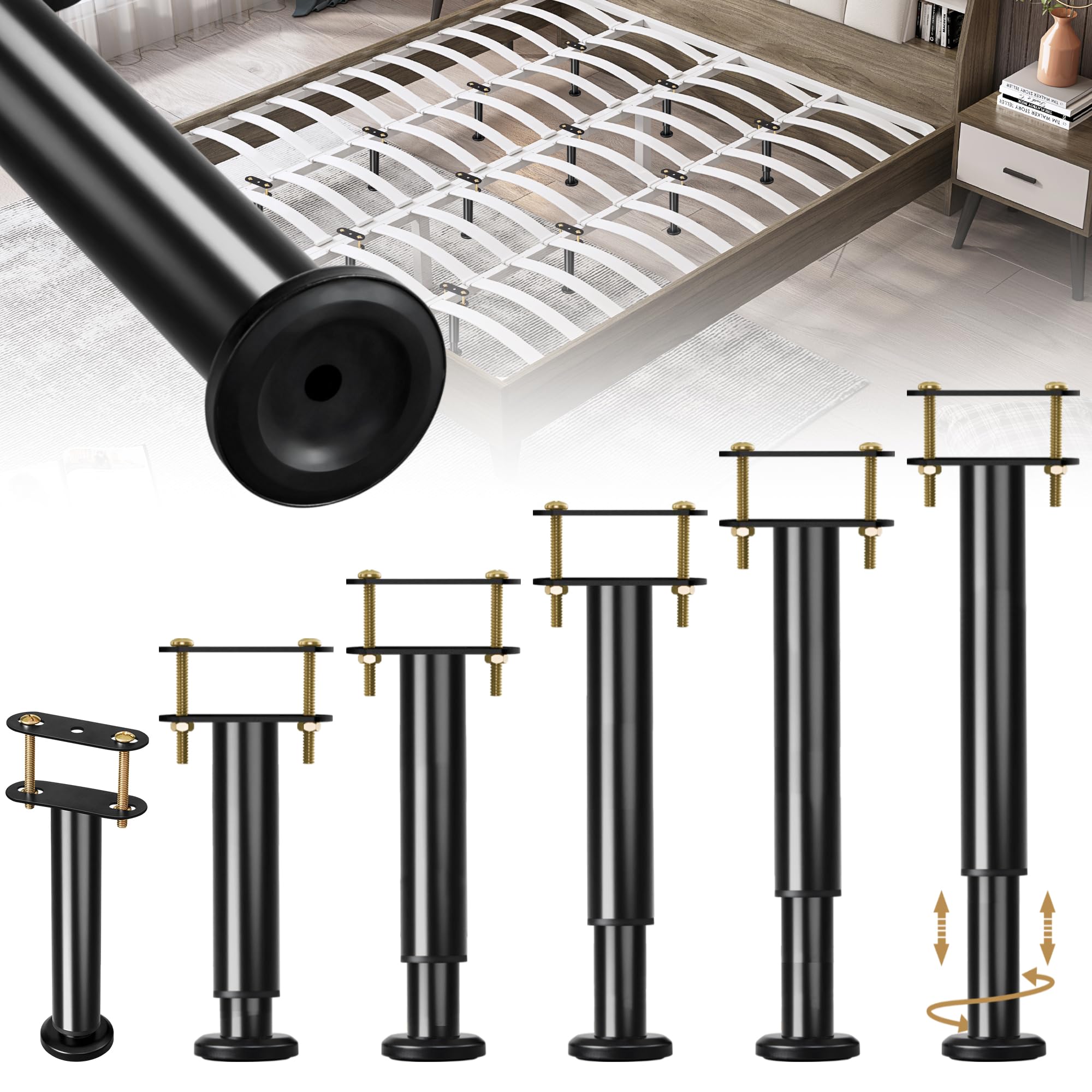 Laowu 6 Pcs Adjustable Height Bed Support Legs - replacement parts | Mubboo