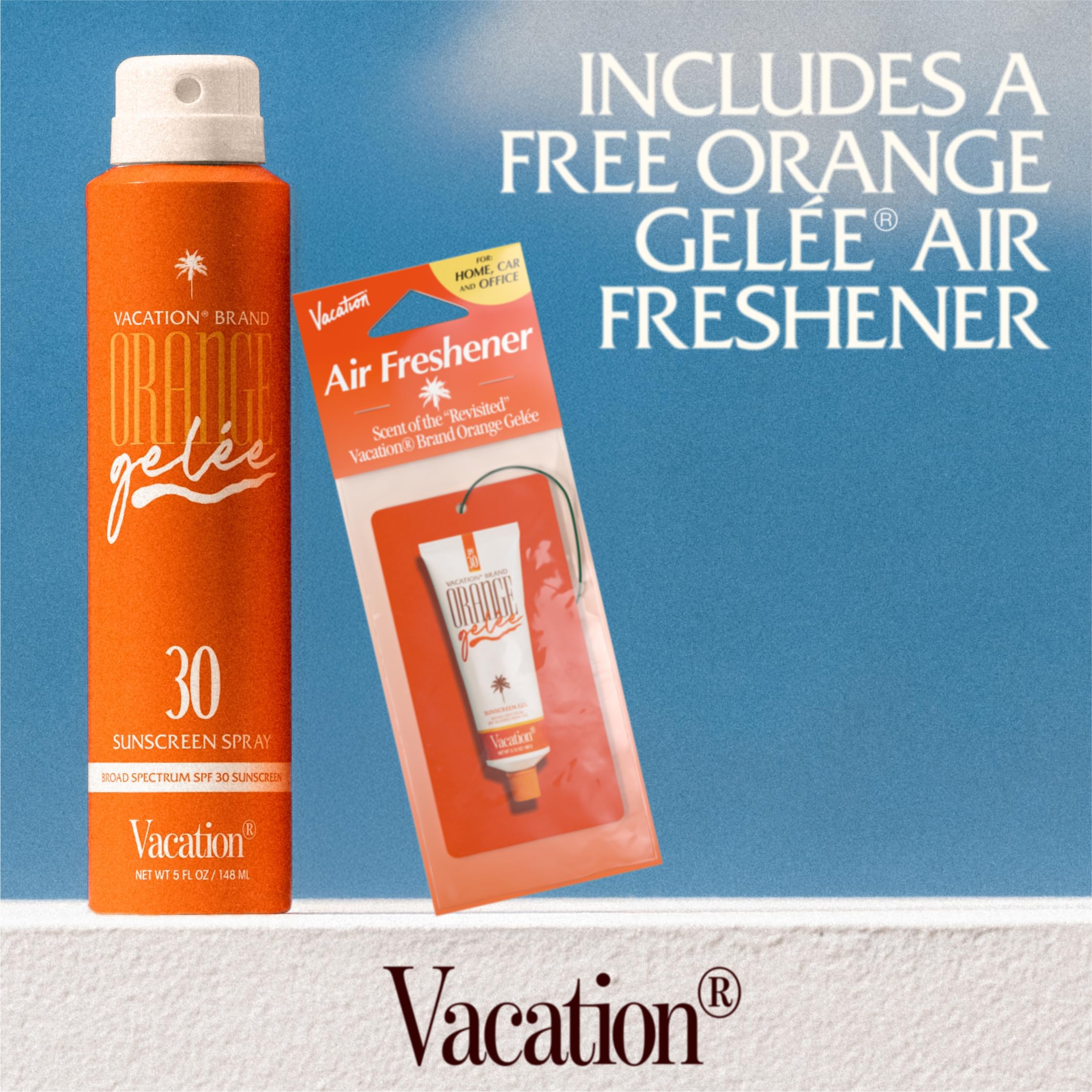 Vacation Orange Gelée SPF 30 Gel & Tube Key Bundle, Hydrating Balm-to-Oil Sunscreen, Mineral-Oil Free, Water-Resistant, Travel Size, 3.12 Oz.