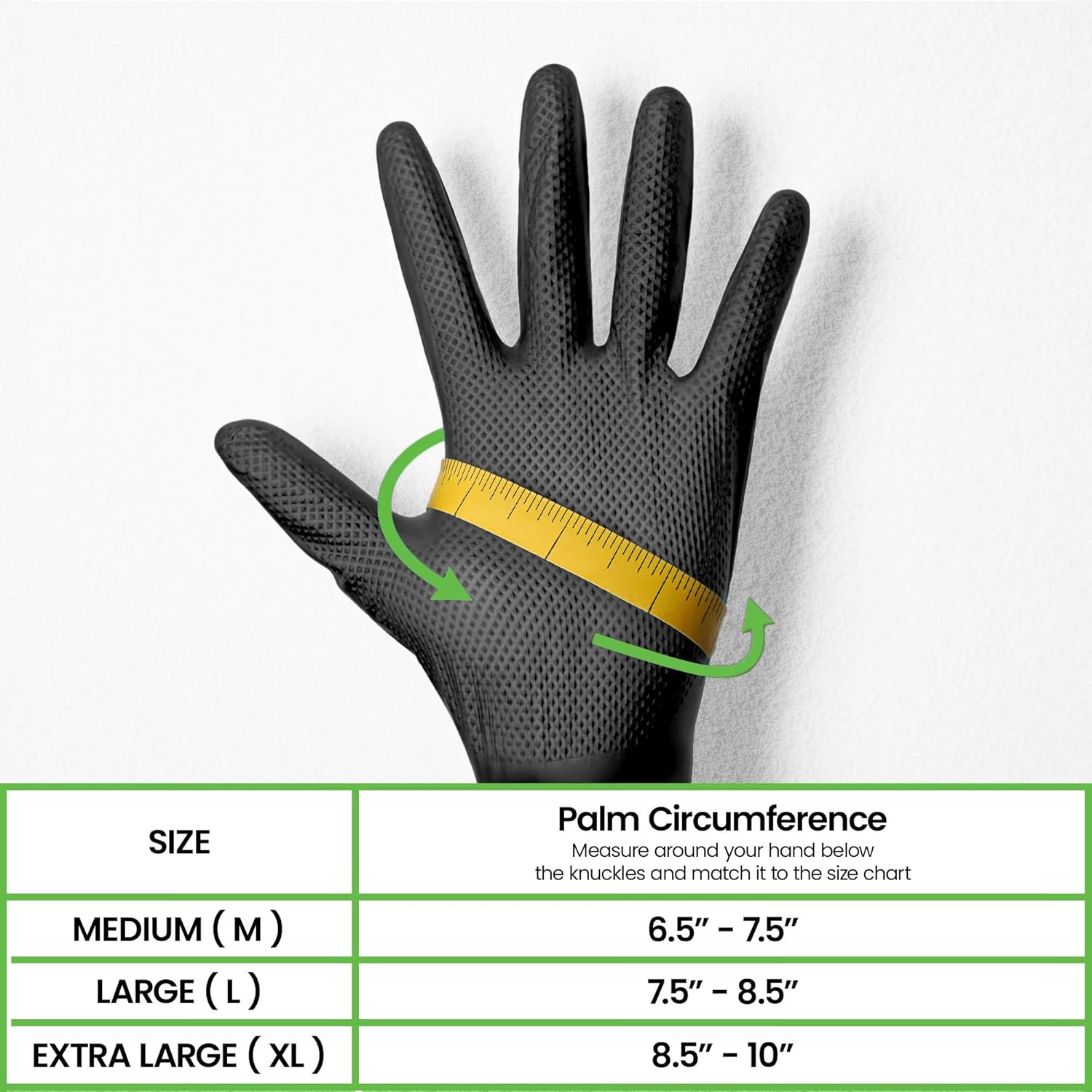 10 Mil Heavy Duty Nitrile Gloves, Diamond Grip, Latex-Free, Chemical Resistant for Mechanics & Auto Repair