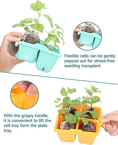 Miniatura 3 de Paquete de 8 bandejas de silicona para iniciación de semillas, coloridas bandejas de inicio de plántulas que se adaptan a bandejas de plantación de