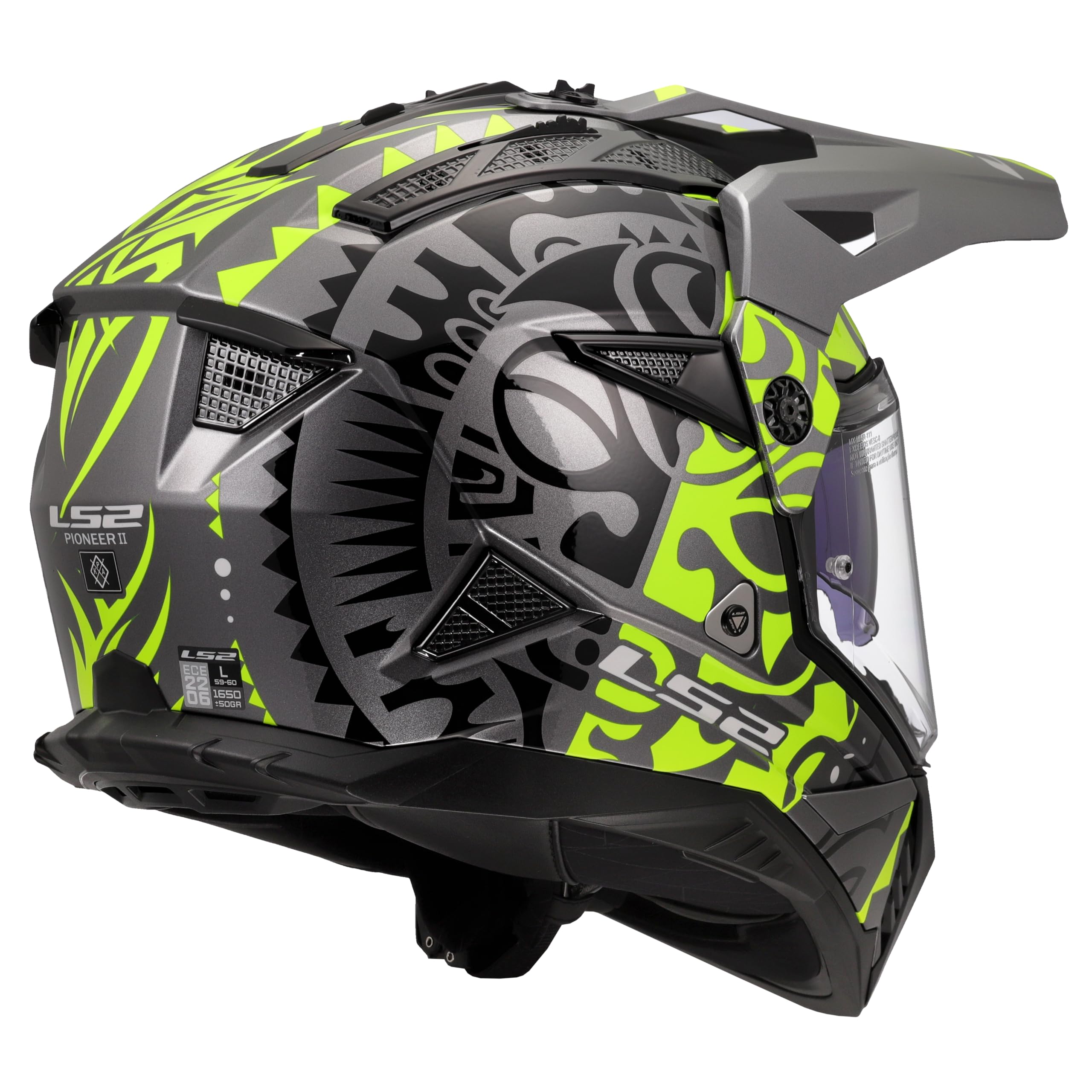 LS2, Kaski motocrossowe PIONEER II RANGI Gloss H-V żółte, rozmiar S