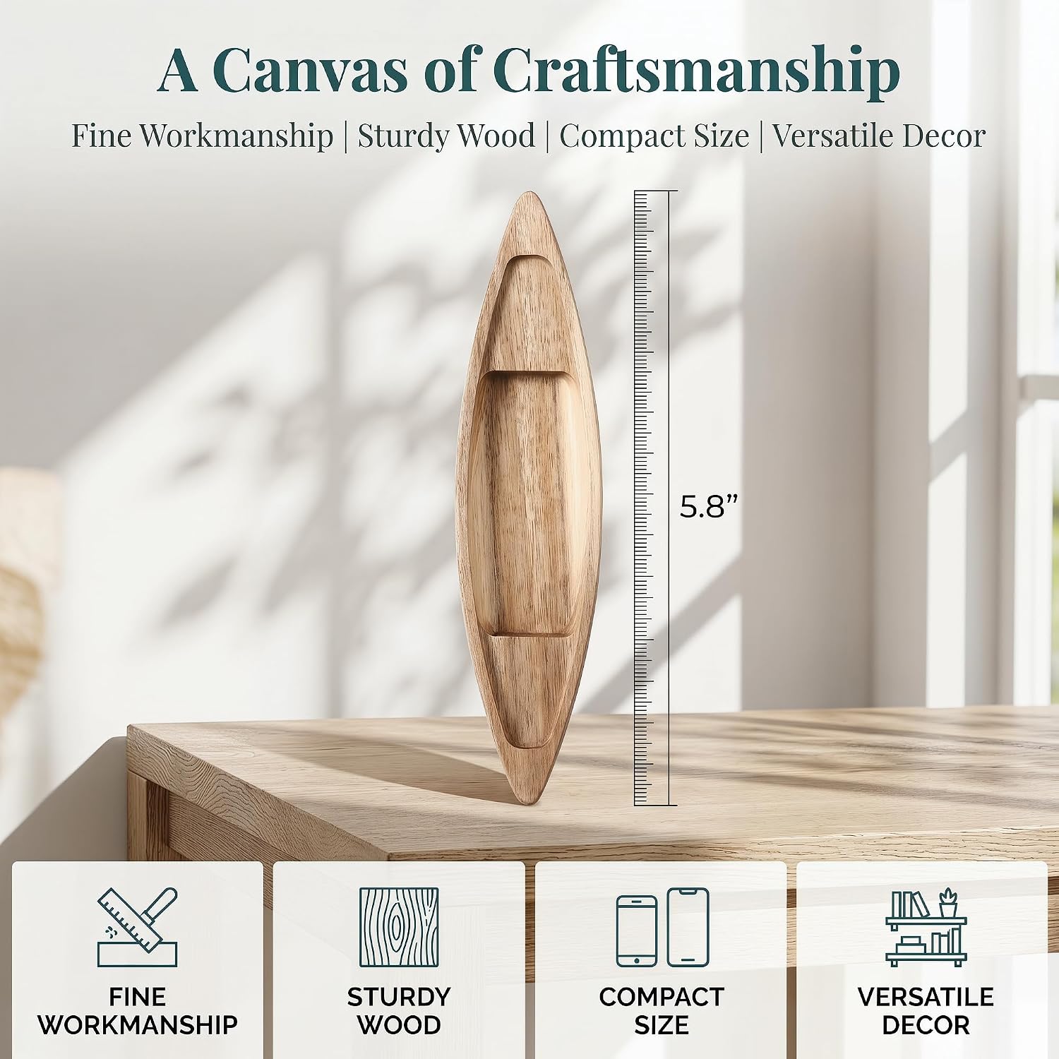 HOMSFOU Unfinished Wooden Boat, Wooden Canoe Model image 2