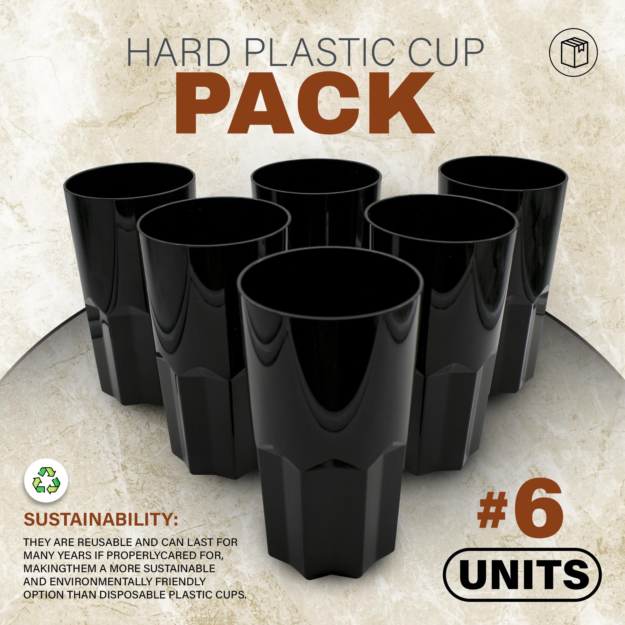 DOJA Barcelona | Harde plastic bekers | 50 cl | 12 stuks | transparante beker | 154 x 87 x 1,8 mm | harde transparante polycarbonaat kunststof bekers | herbruikbare drinkglazen | voor water
