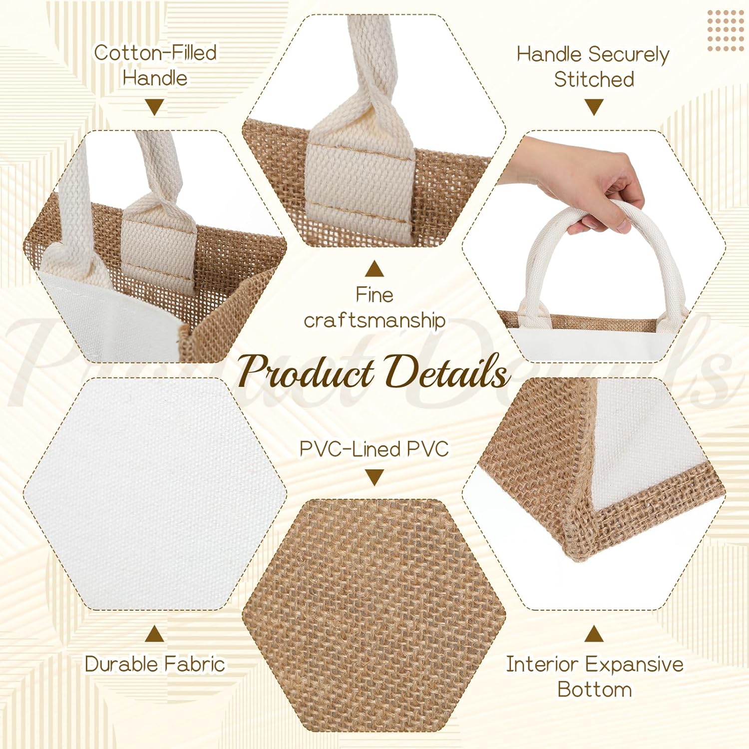 4 Set Burlap Tote Bag, Jute Tote Bag with Canvas Makeup Pouch Burlap Gift Bags with Handles Reusable DIY Craft Blank Gift Bages Blank Canvas Grocery Bags for Bridesmaid, Shopping, Pool, Wedding - Image 6