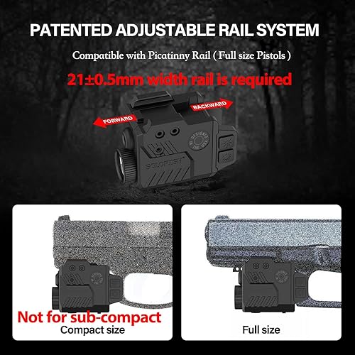Miniatura 2 de SOLOFISH 700 Lumens Pistol Light Laser Combo, Strobe & Memory Function for RedBlue Laser and Tactical Flashlight with Slidable Rail Fits Full Size &