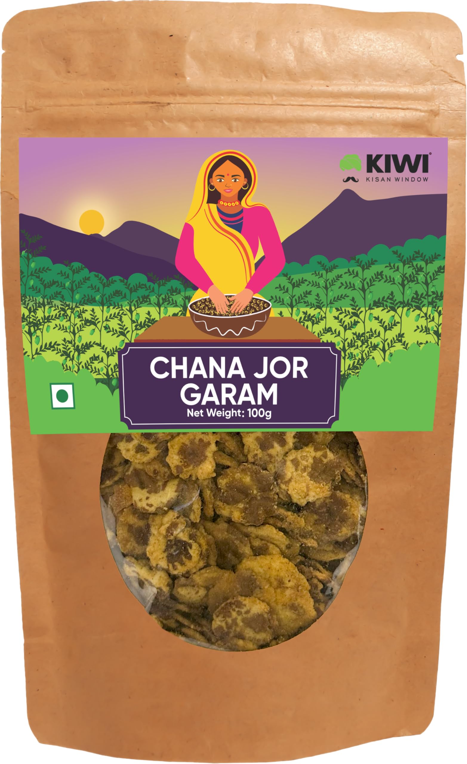 KIWI Channa Jor Garam, 100g | Spicy Roasted Chickpeas Snack | Tangy & Crunchy Protein-Rich Indian Snack | Masala Flavored Chana | Healthy Evening Snack