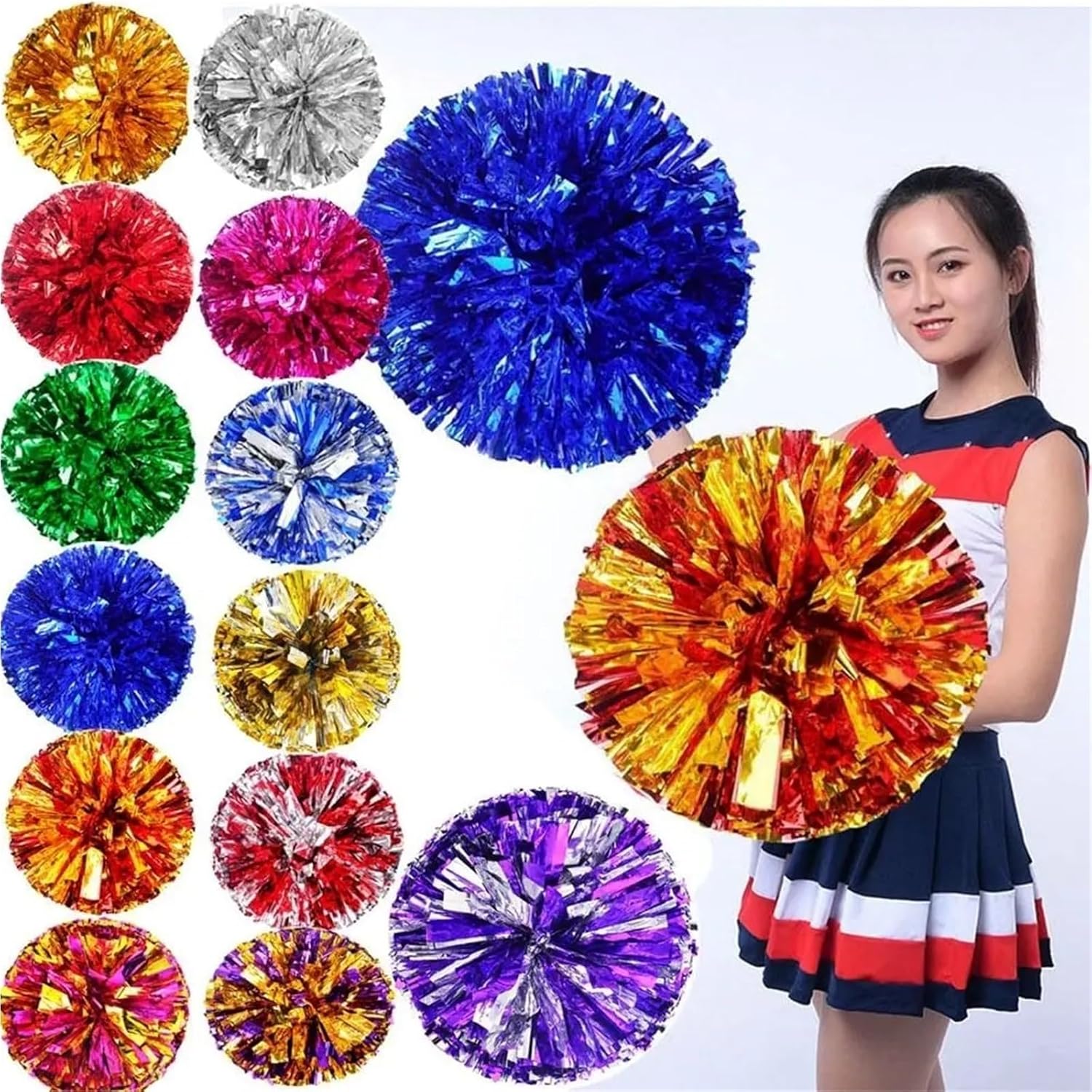 Dance Cheerleading Pompoms, Cheerleading Pom Poms 6 pcs 30cm Multicolor