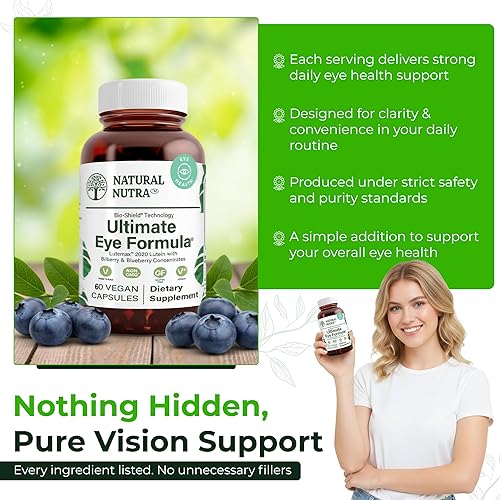 Miniatura 4 de Natural Nutra Vitaminas Ultimate Eye Health con Lutemax 2020, suplemento para lentes y retina, mejora la visión día y nocturna, mácula saludable,
