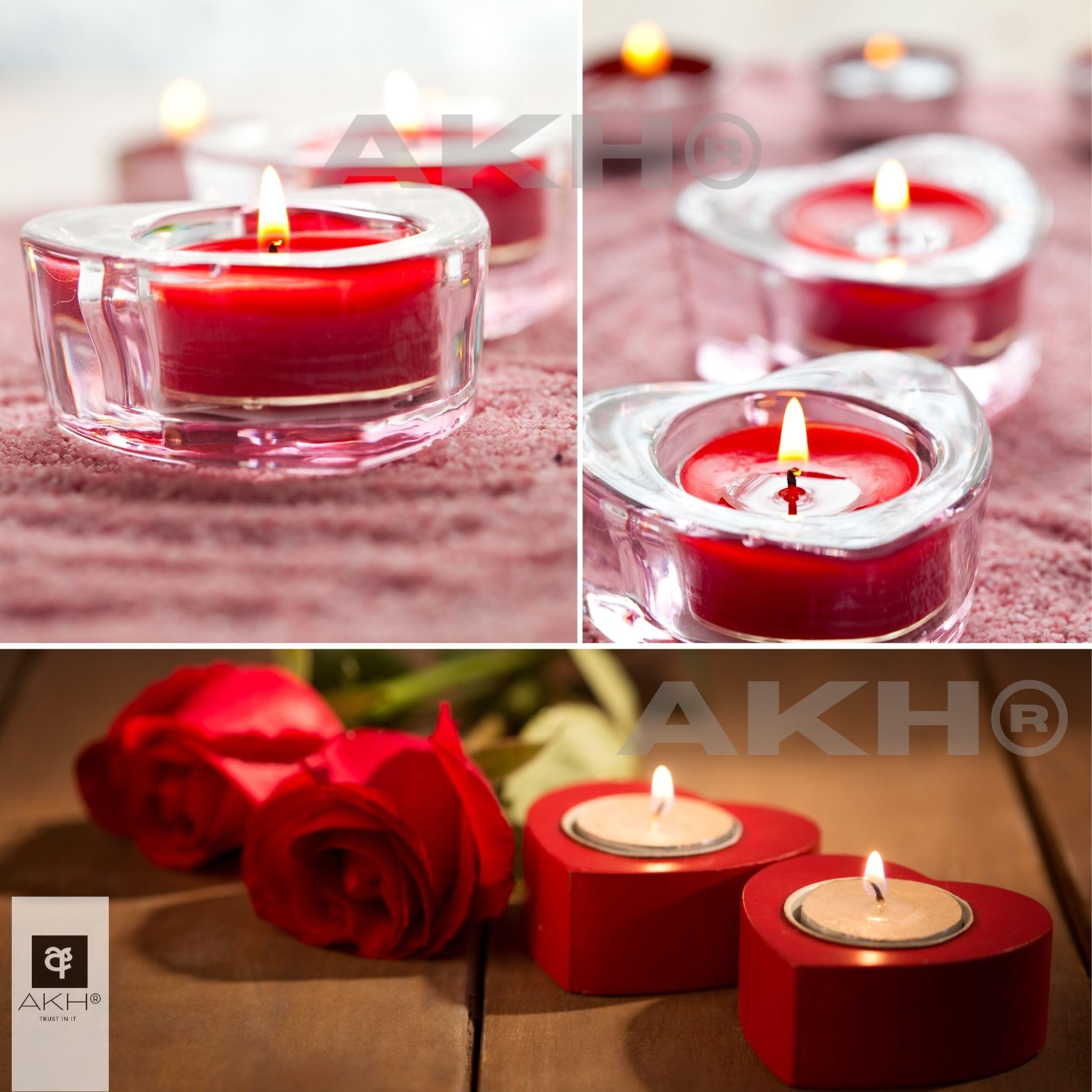 LE-D Kaarsen met Helder Hart, 24 Stuks, Romantische Decoraties voor Valentijnsdag, Vlamloze Liefdeskaarsen voor Bruiloftstafel (Stijl 1