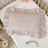 Vista 22 de BuLuTu Funda de almohada de muselina de algodón para niños pequeños, diseño de brotes, funda de almohada Shabby Chic con borde de volantes, funda