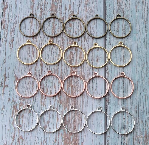 Miniatura 2 de sowaka 20 piezas de bisel abierto para colgante hueco de resina metal redondo multicolor kits de fabricación de joyas suministros para hacer