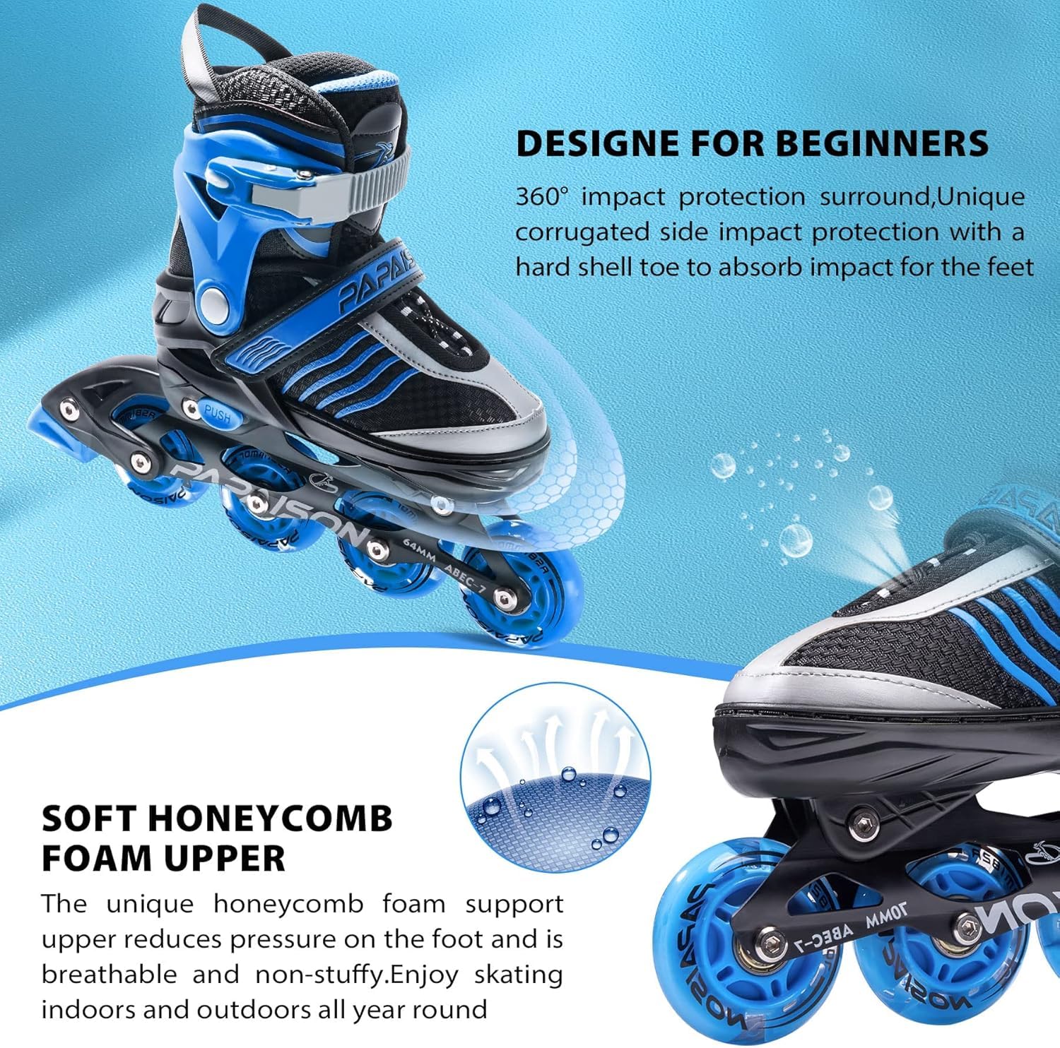 Patines en línea ajustables para niños de 4 a 16 años, patines para niñas de 5 a 8 y 8 a 12 años con ruedas de luz completa, patines para exteriores, patines iluminadores para niños 6