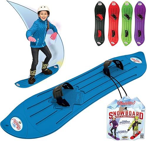 Vista 23 de The Original Geospace Sledsterz Kids - Snowboard para principiantes para diversión de invierno en la nieve, con fijaciones ajustables Step