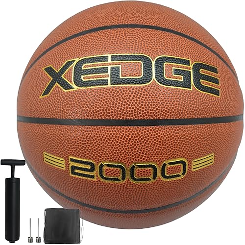 Basketball Size 5/6/7 Composite Leather Street Basketball Indoor Outdoor Game Ball with Needle,Pump and Carry Bag