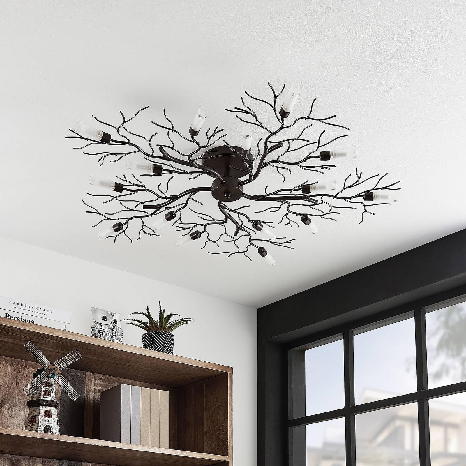 Lindby lámpara de techo en marrón oscuro, plafón | lámpara de salón, g9, 15 bombillas, moderno para sala de estar, salón, dormitorio, comedor