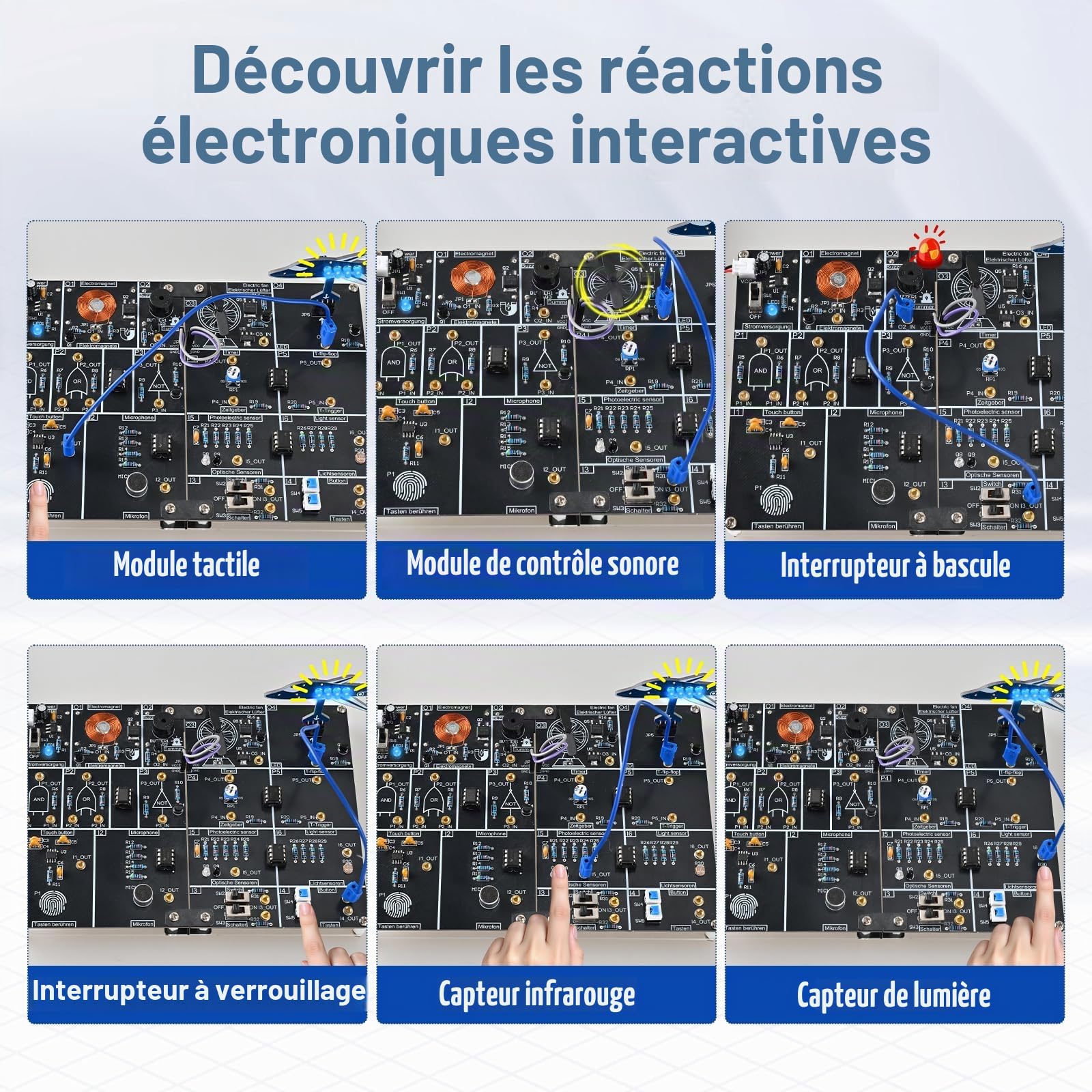 PEMENOL Kit de soudure électronique avec ventilateur et lampe LED multifonction pour adultes et débutants, cadeau créatif