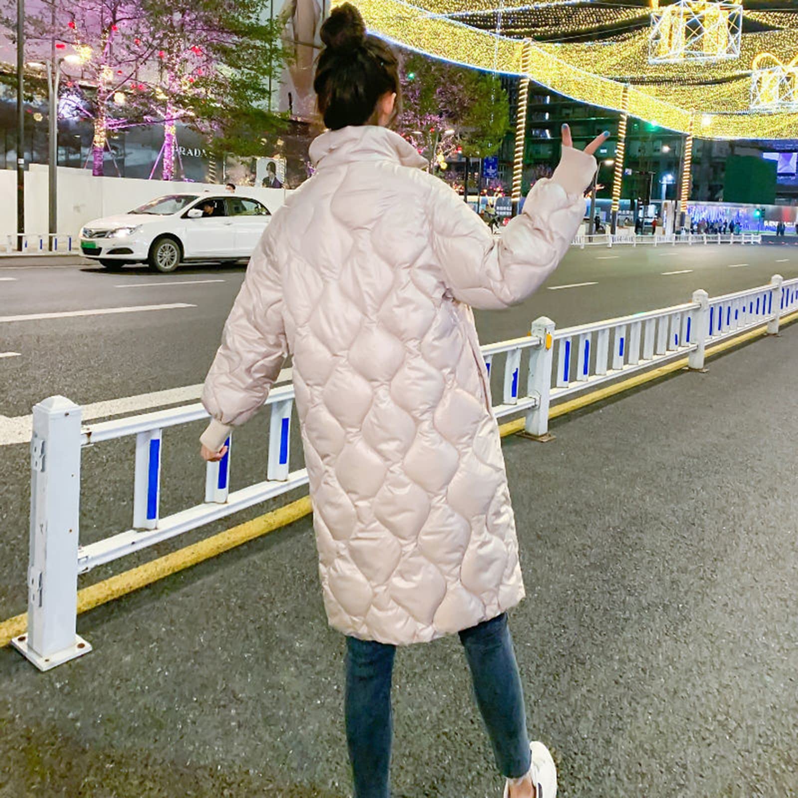 Chaqueta Larga de Algodón de Otoño Invierno para Mujer con Capucha Cuello Alto, Abrigo Parka Ropa Deportiva, Abrigo Acolchados Gruesos Cálido Largo Elegante con Cremallera Talla Grande