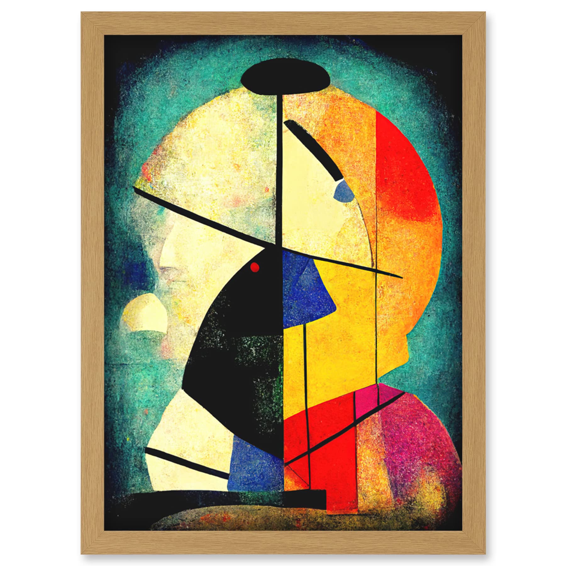 Doppelganger33 LTD Colourful Kandinsky Inspired Abstract Painting Artwork Framed Wall Art Print A4