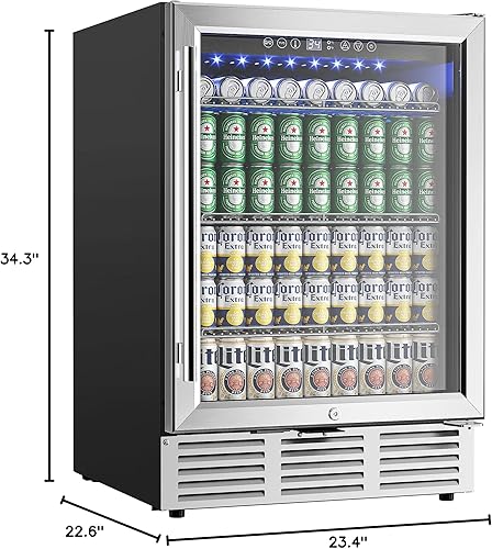 Miniatura 8 de EUHOMY Refrigerador de bebidas de 24 pulgadas, enfriador de bebidas integrado o independiente para 180 latas, refrigerador de cerveza debajo del