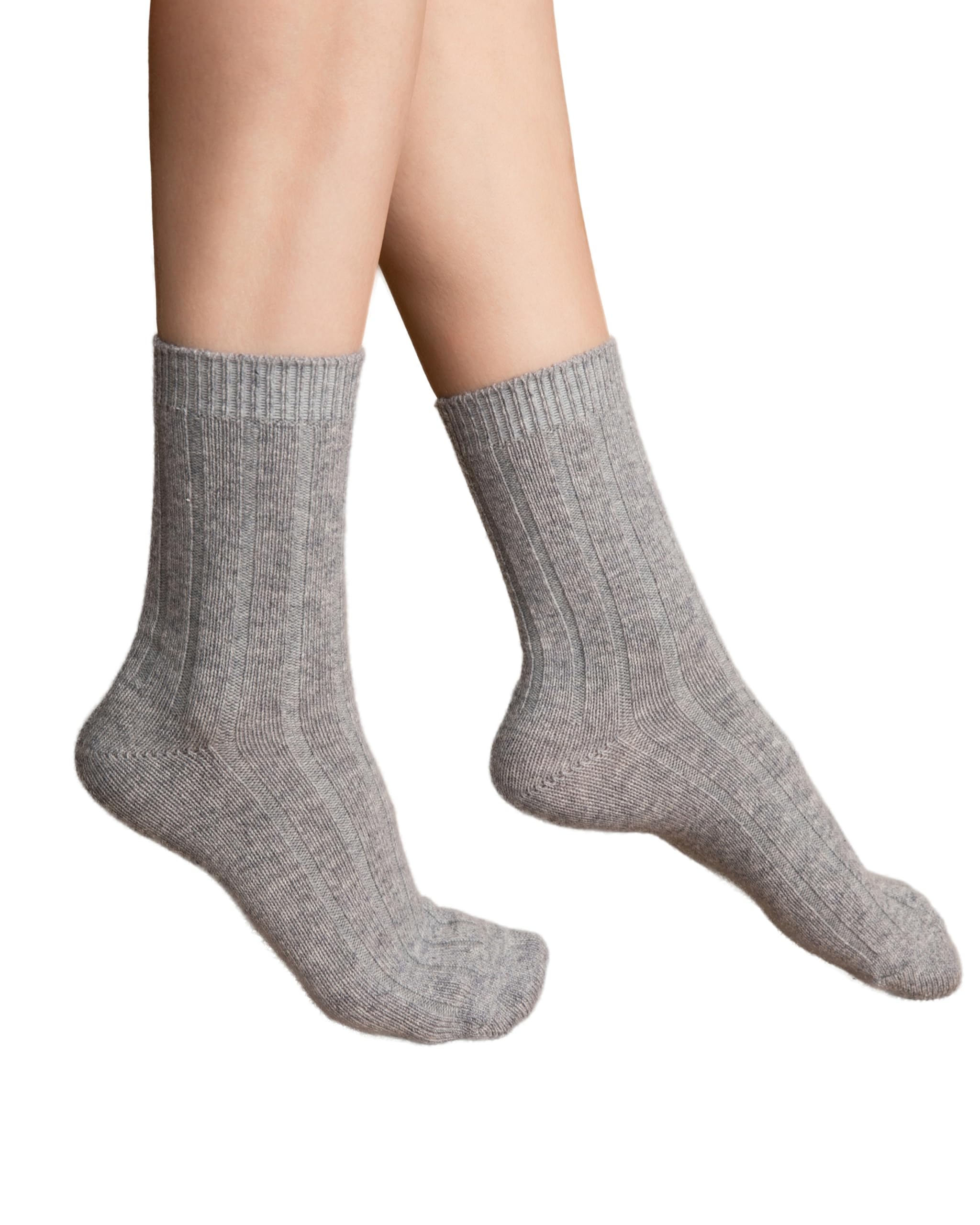 State CashmereUnisex Ribbed Socks 100% Pure Cashmere Super Soft Bed Cuff Socks