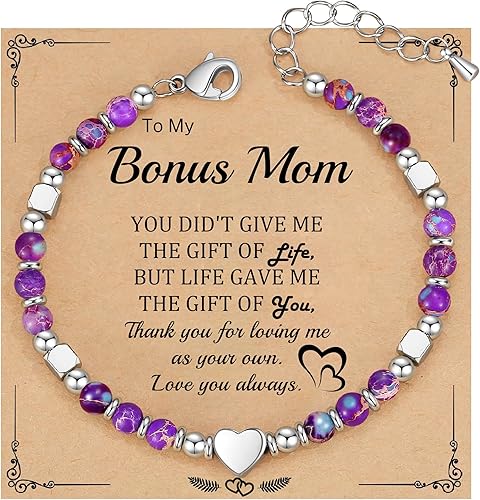 Christmas Gifts for Women, Stocking Stuffers for Teens Beaded Bracelets for Women Gifts for Mom Christmas Gift Mothers Day Gift for Grandma Daughter Bonus Mom Nature Stone Bead Bracelet Graduation Jewelry for Her 2026