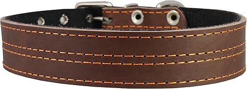 Miniatura 4 de Collar de perro de piel auténtica acolchado marrón de 15 pulgadas de ancho Se adapta a cane Corso Rottweiler de 457 a 220in de tamaño de cuello