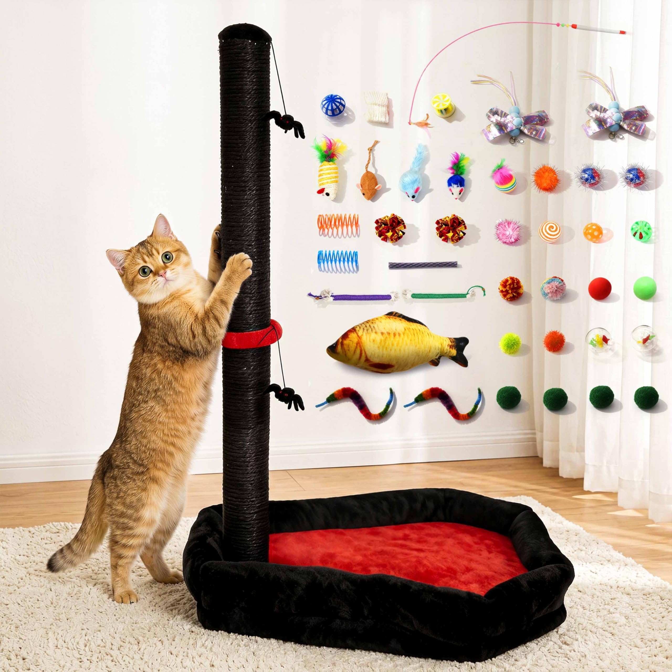 VIEFIN Gothic Cat Scratching Post with Bed, Spider Dangling Toys,Vie CP Gothic 4 m